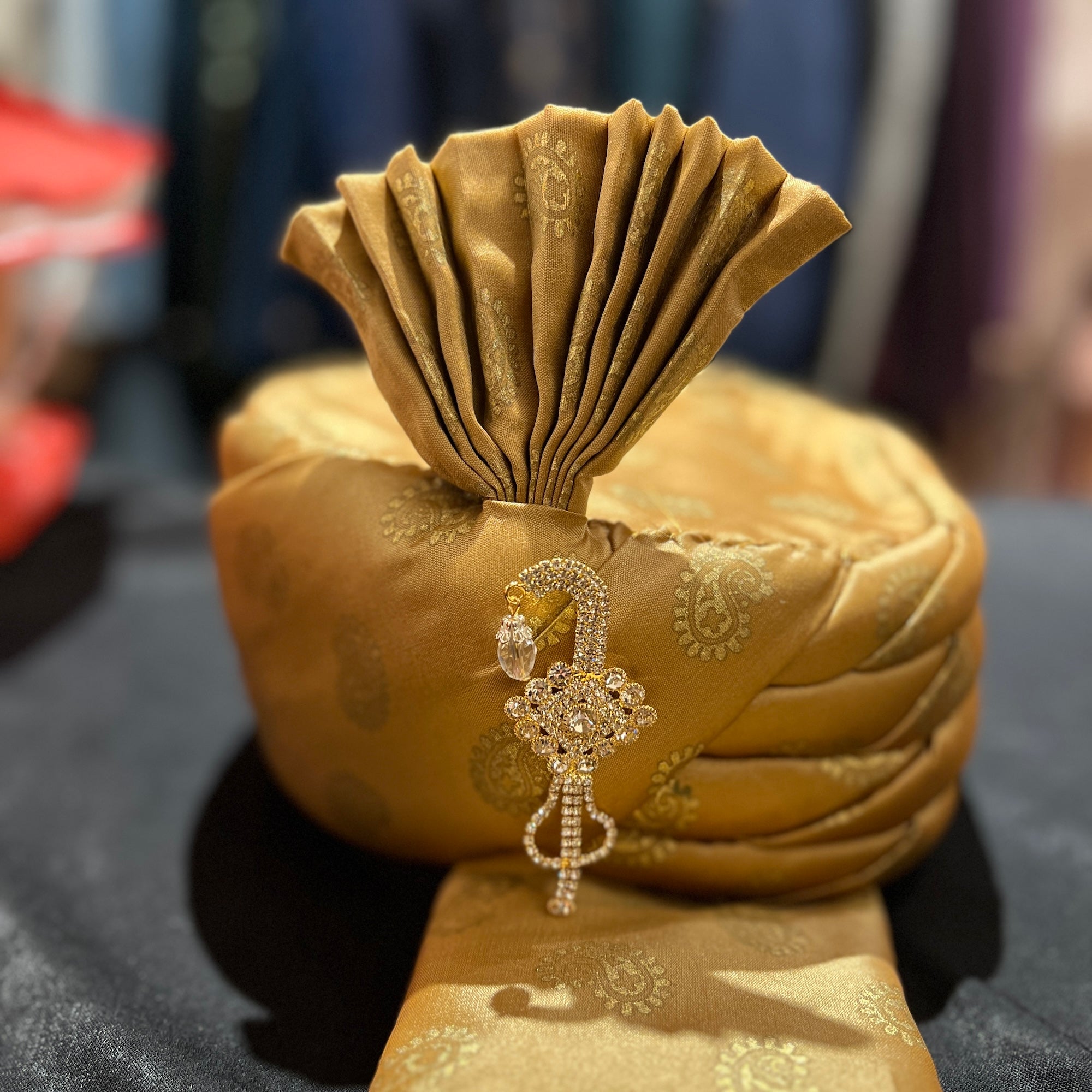 Indian Wedding Turban-Dark Gold - Vintage India NYC