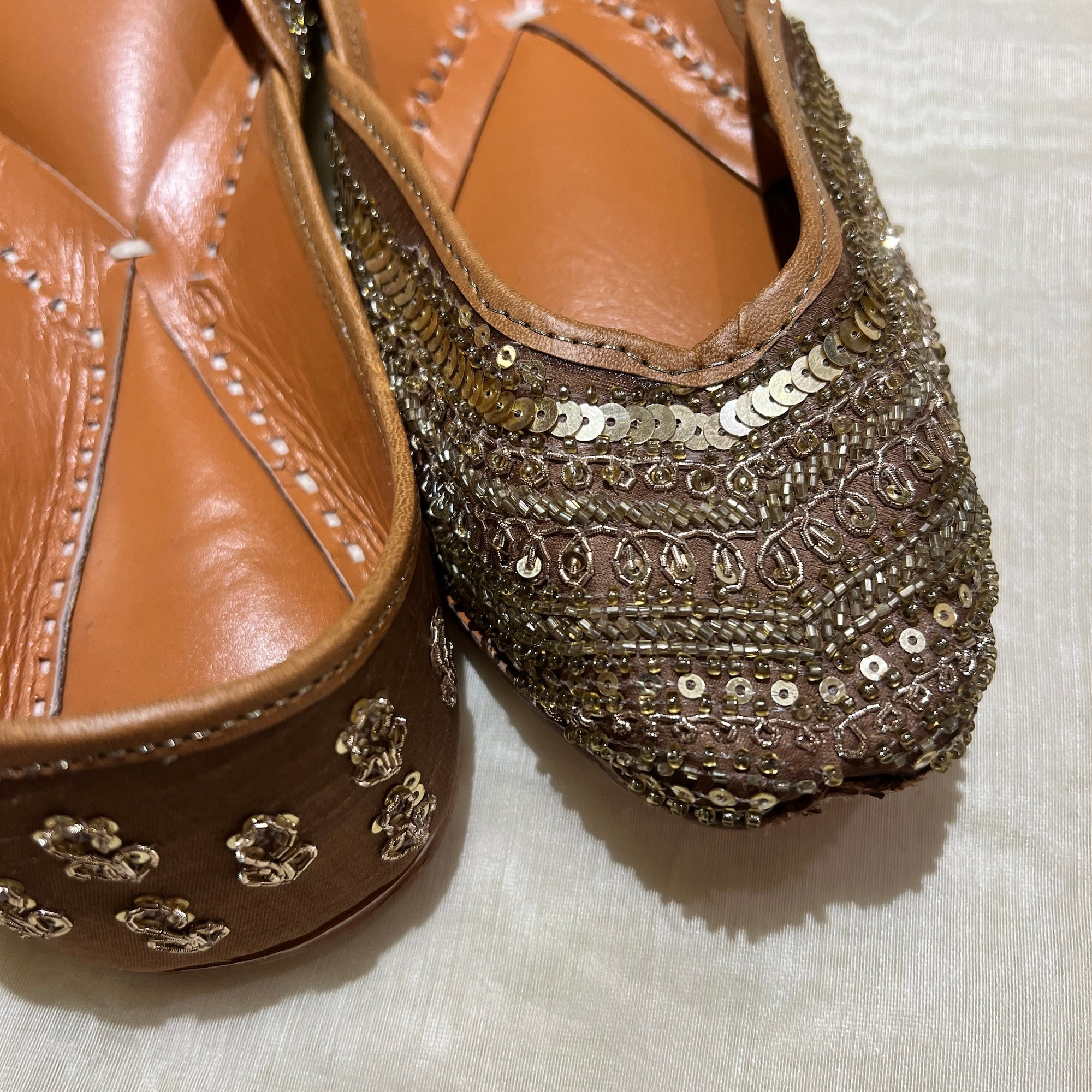 Dark Gold Sequin Beaded Juttis