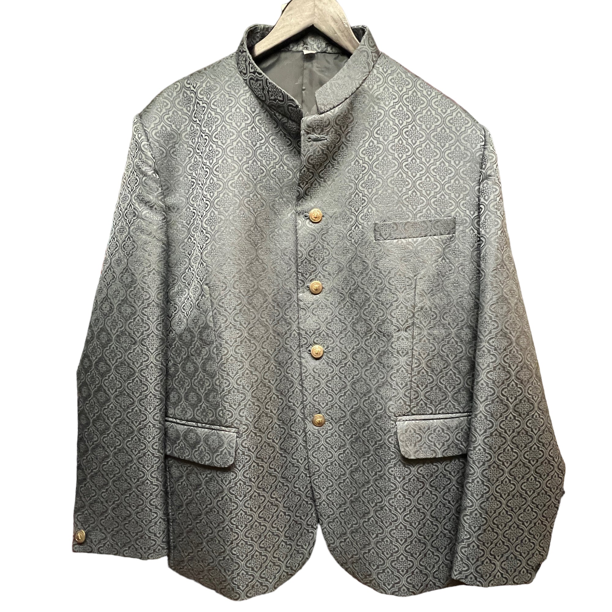 YD Grey Jacquard Jodhpuri Jacket - Vintage India NYC