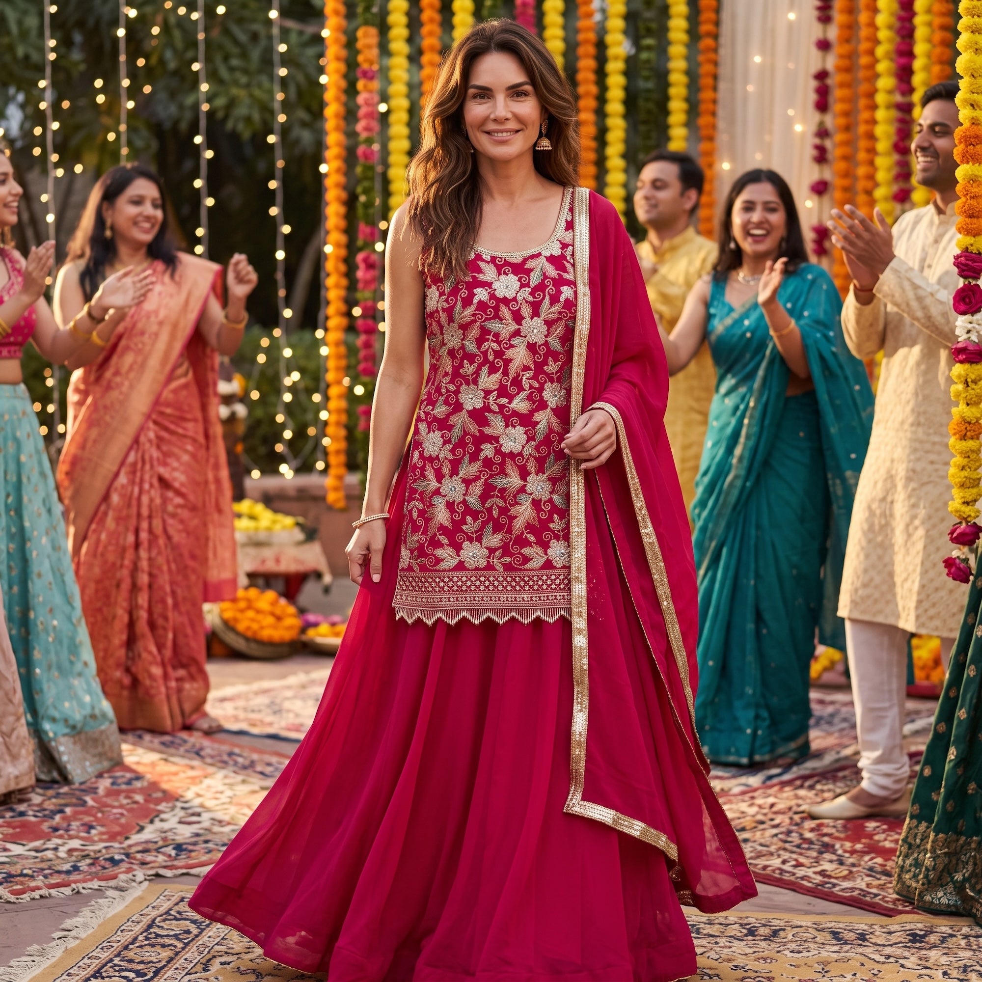 DT Long Top Embroidered Lehengas-3 Colors