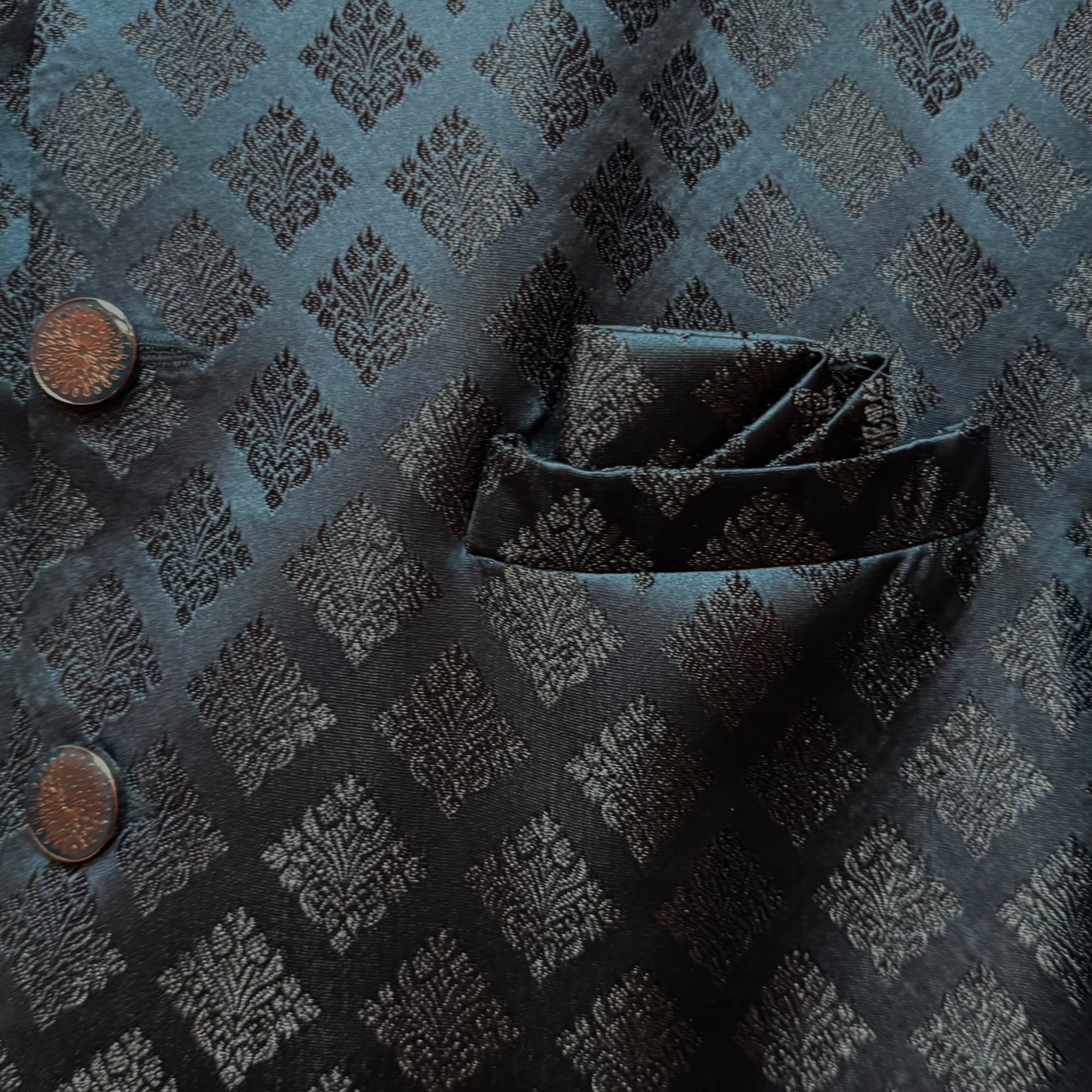 Dark Teal Diamond Butah Jodhpuri Jacket