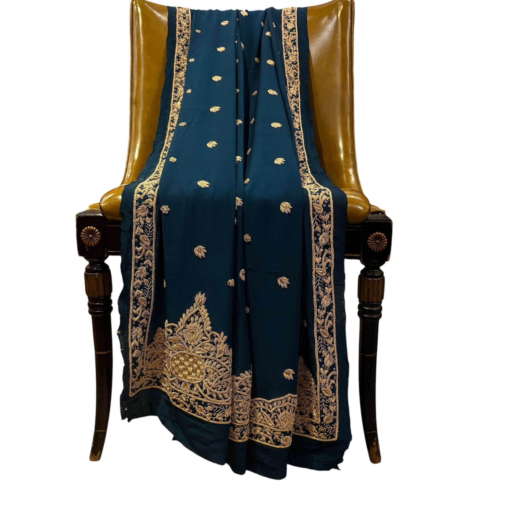 Deep Ocean Heavy Zardosi Dupatta