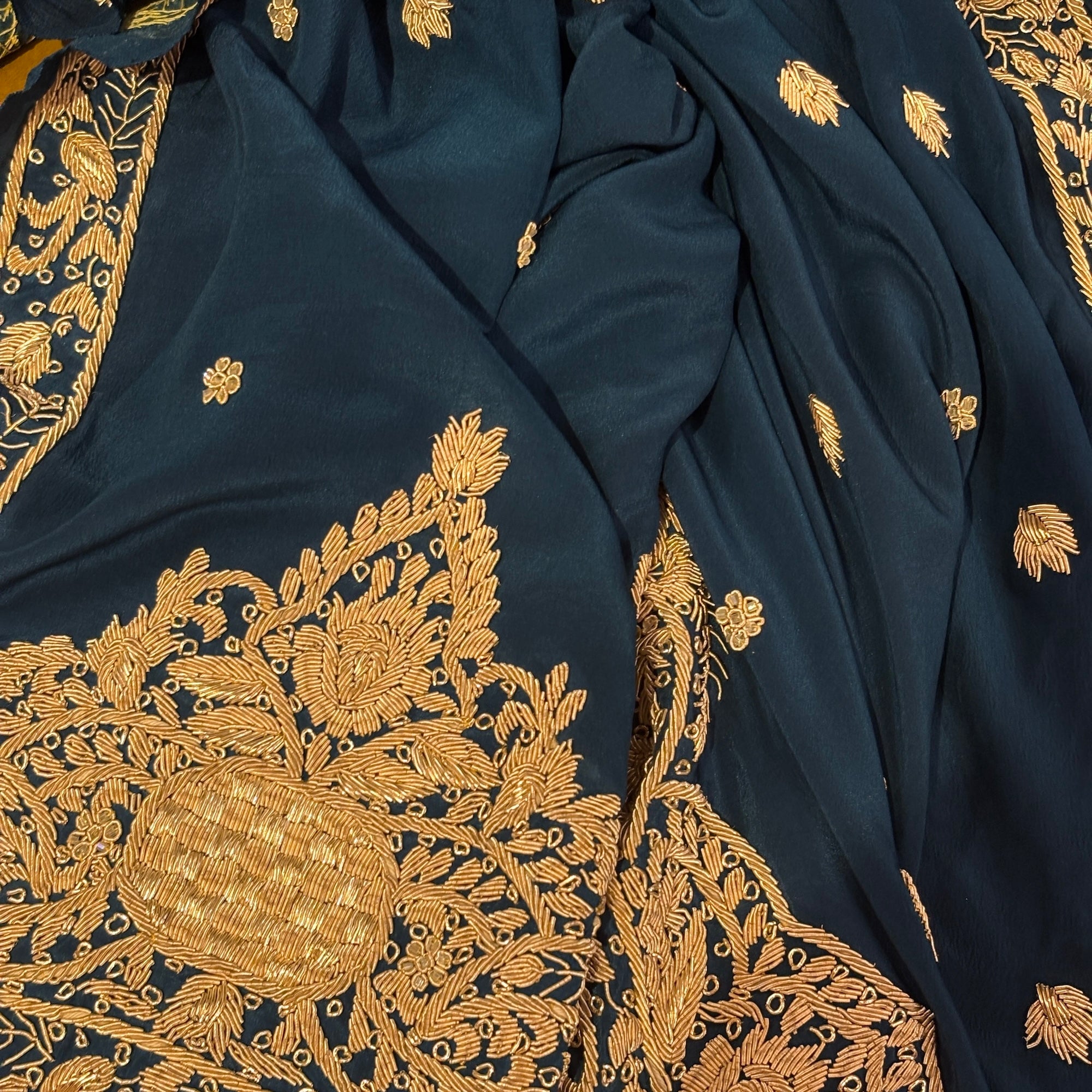 Deep Ocean Heavy Zardosi Dupatta