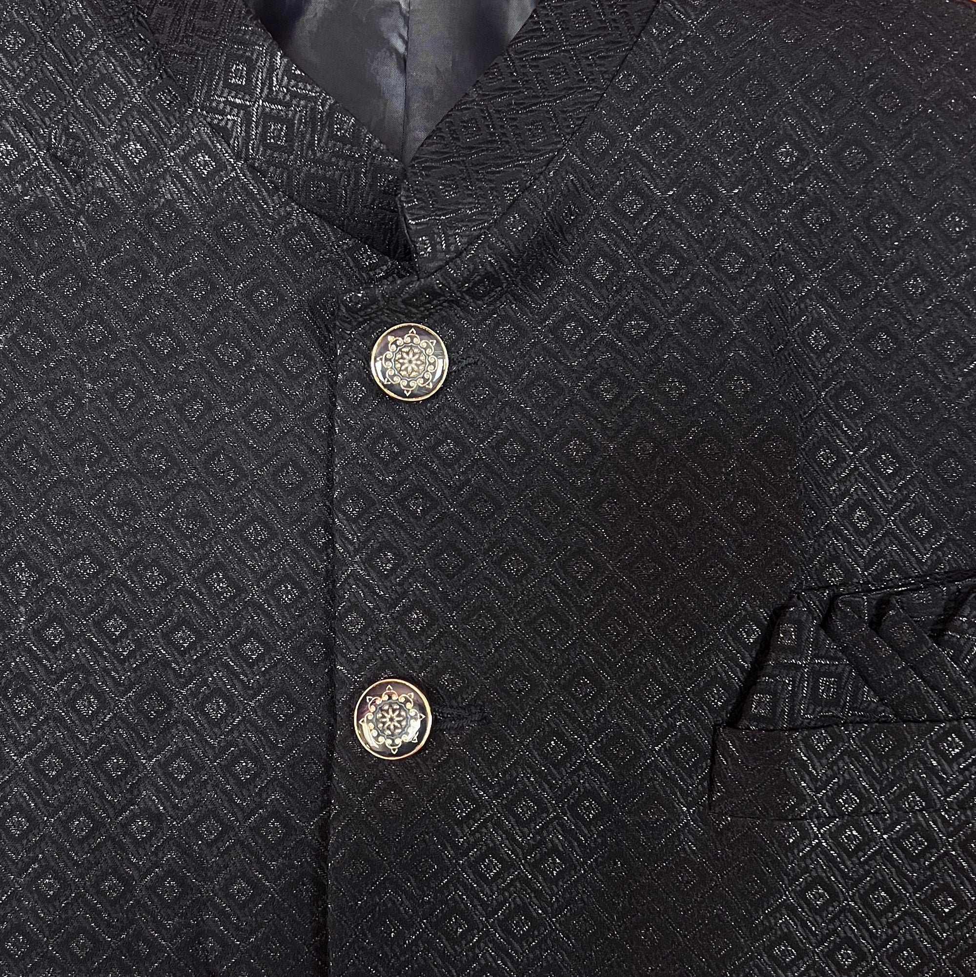 Navy Diamond Jacquard Jodhpuri Jacket