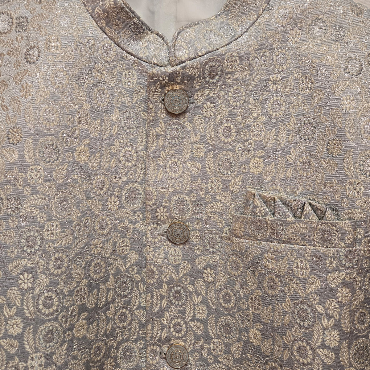 Dove Grey Barley Motif Jodhpuri Jacket
