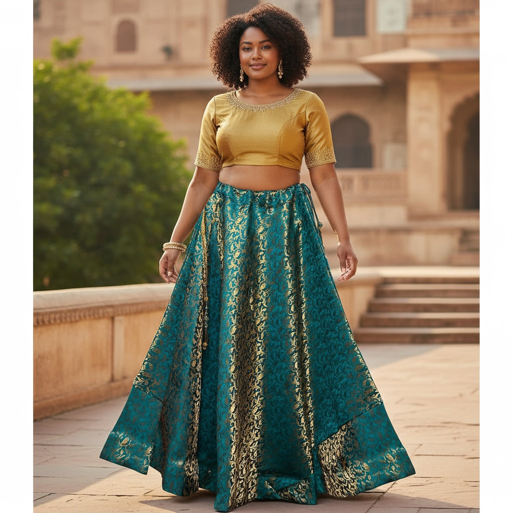 DT Vine Brocade Lehengas-Many Colors - Vintage India NYC