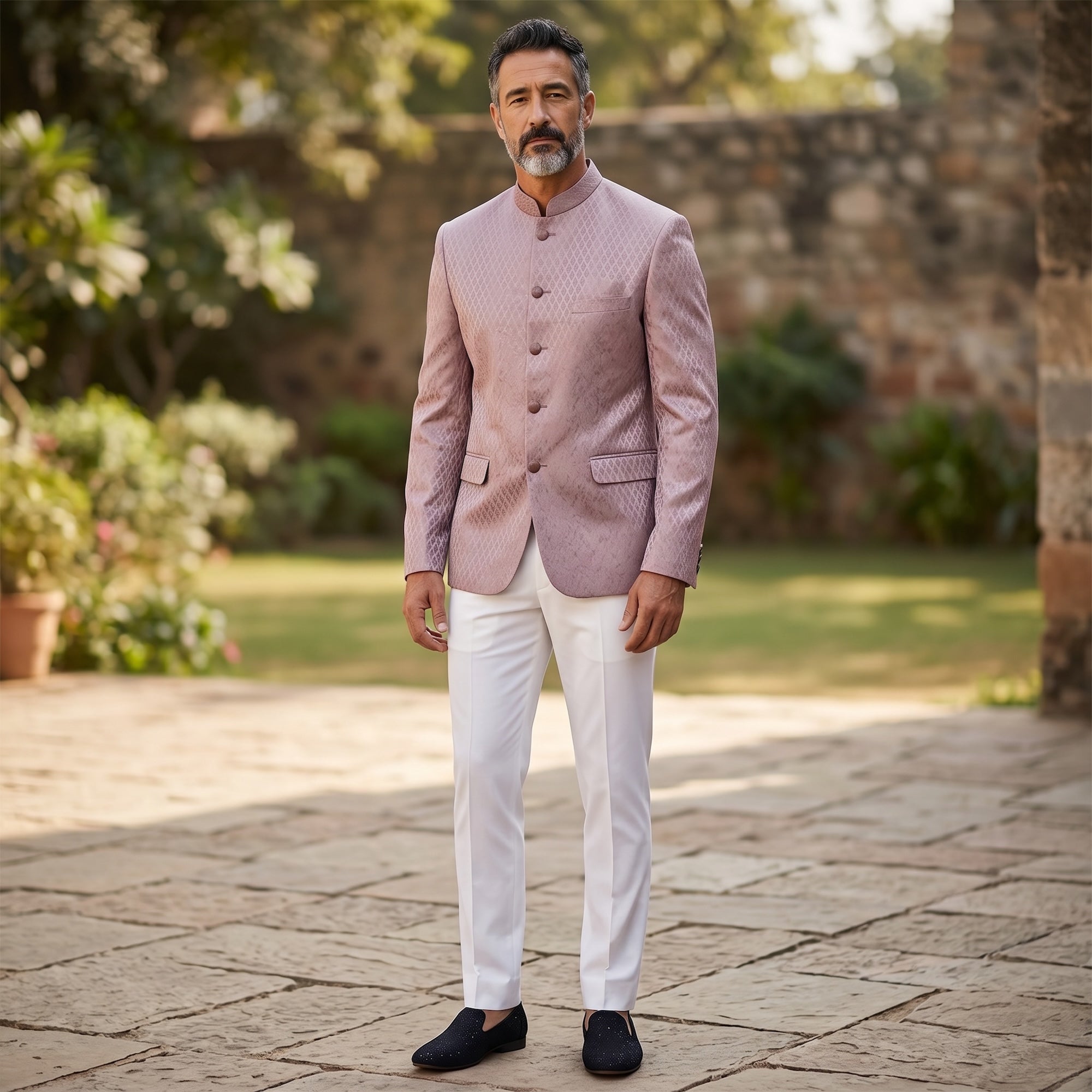 Dusty Rose Diamond Jodhpuri Jacket