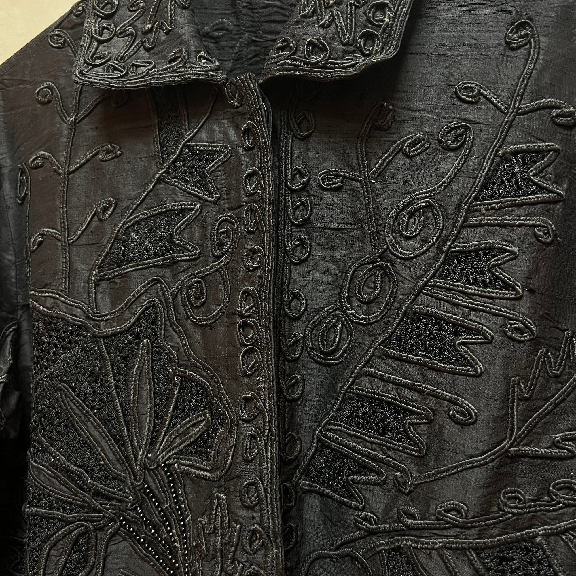 Black Embroidered Jacket - Vintage India NYC