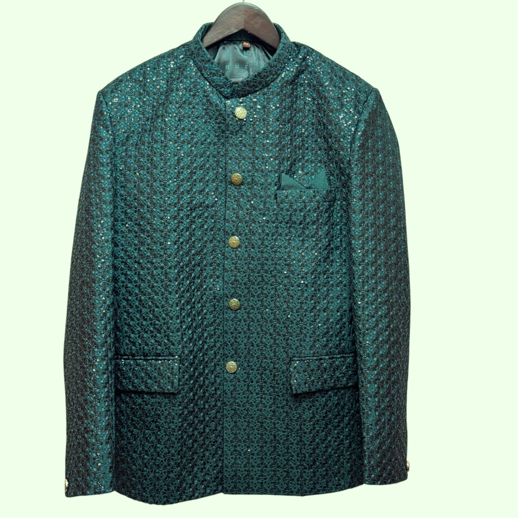 Emerald Lucknowi Embroidered Jodhpuri Jacket