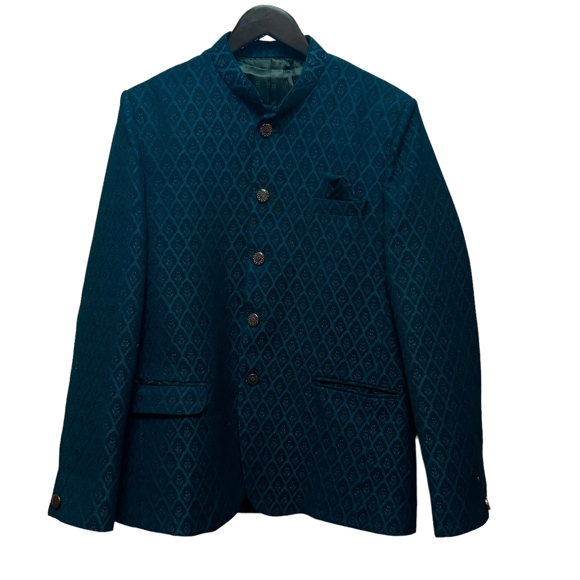 Deep Ocean Flower Jodhpuri Jacket