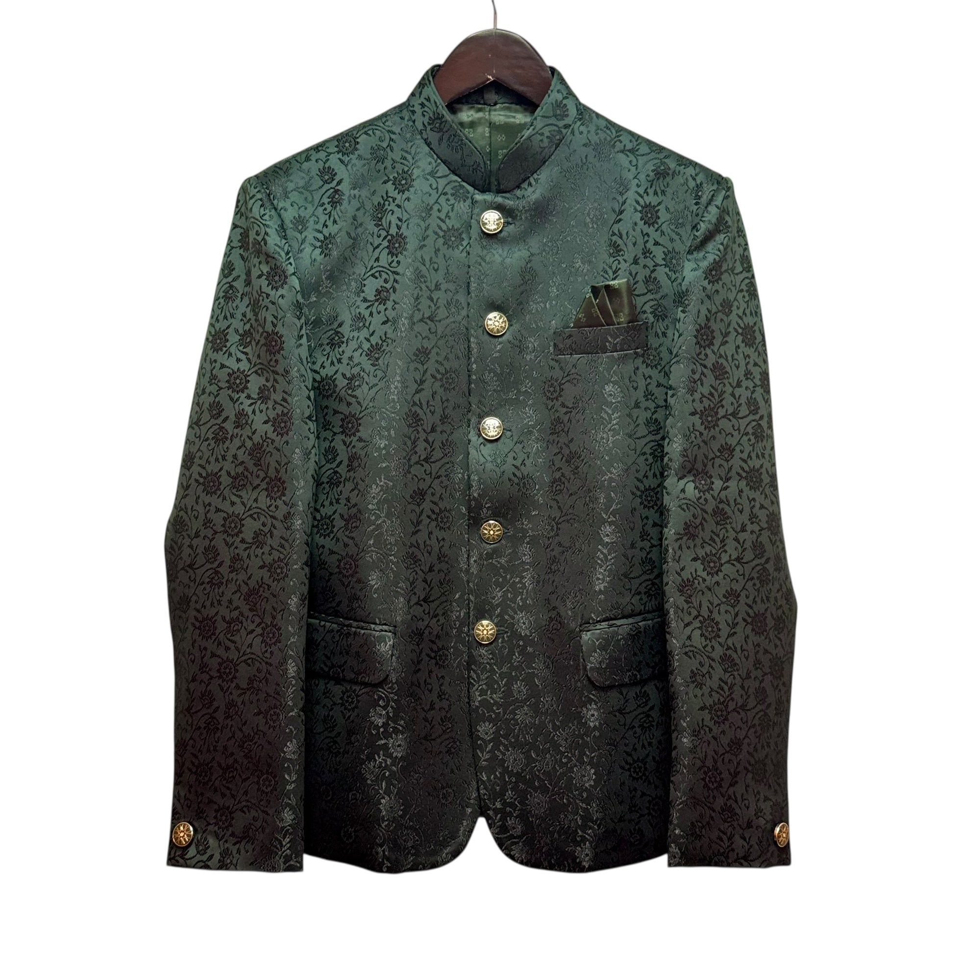 Forest Jacquard Jodhpuri Jacket