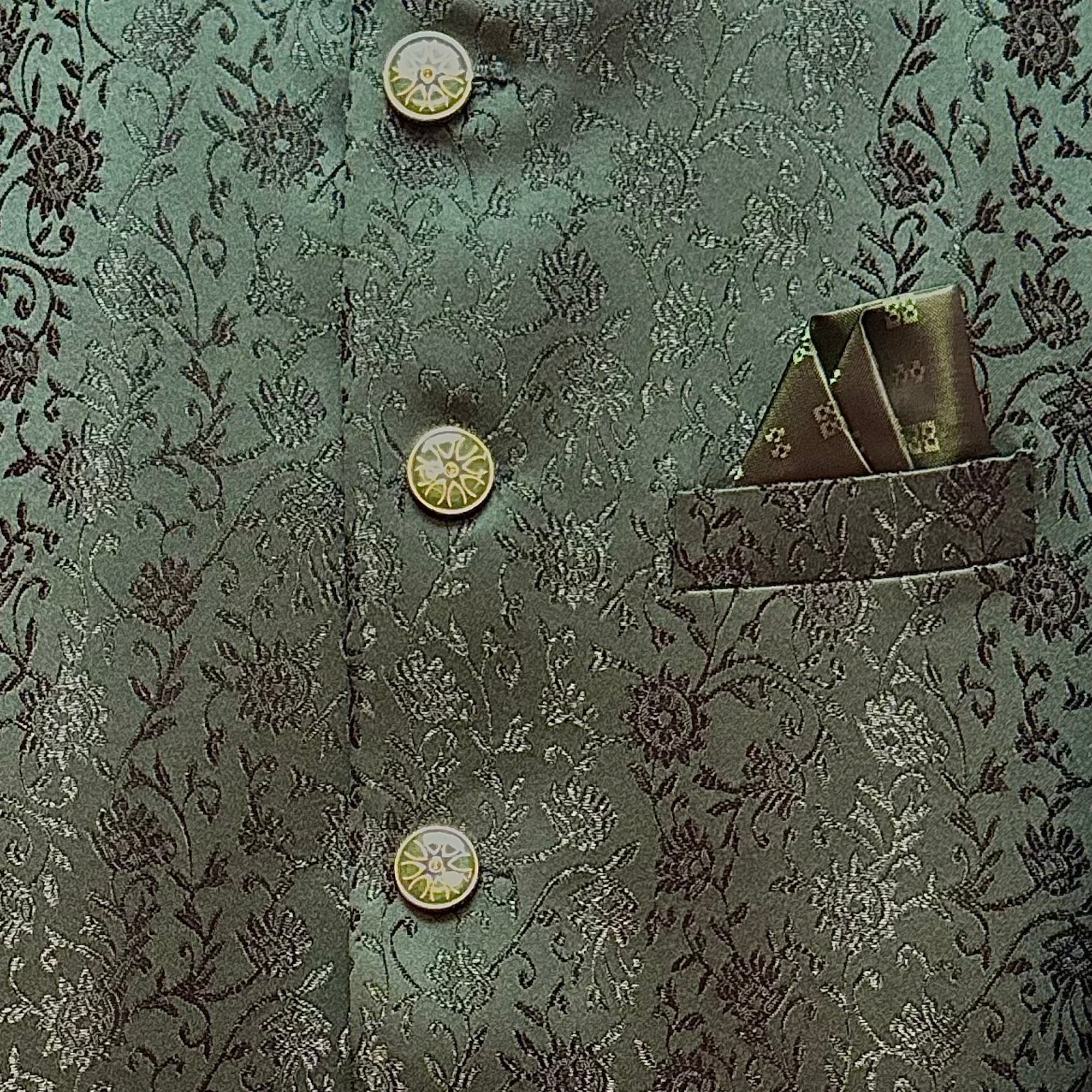Forest Jacquard Jodhpuri Jacket