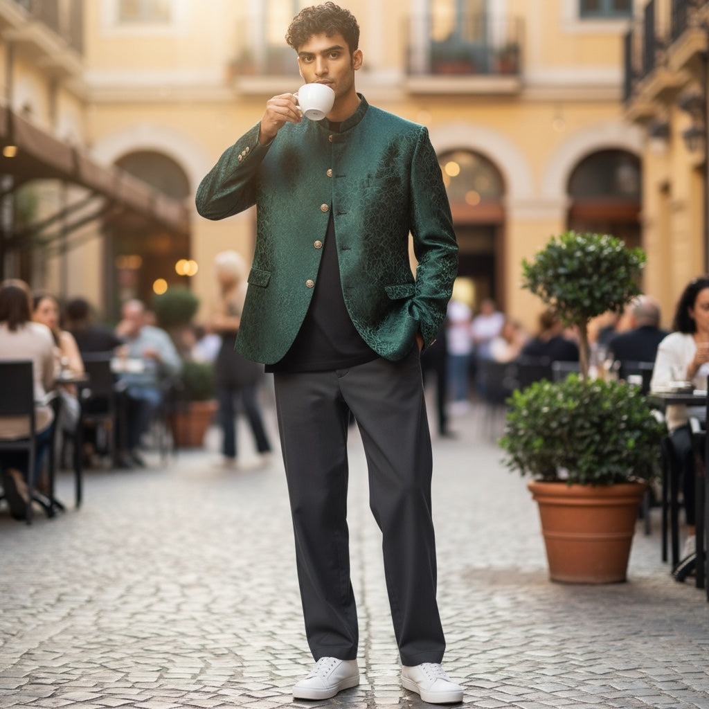 Forest Floral Jodhpuri Jacket -Big & Tall