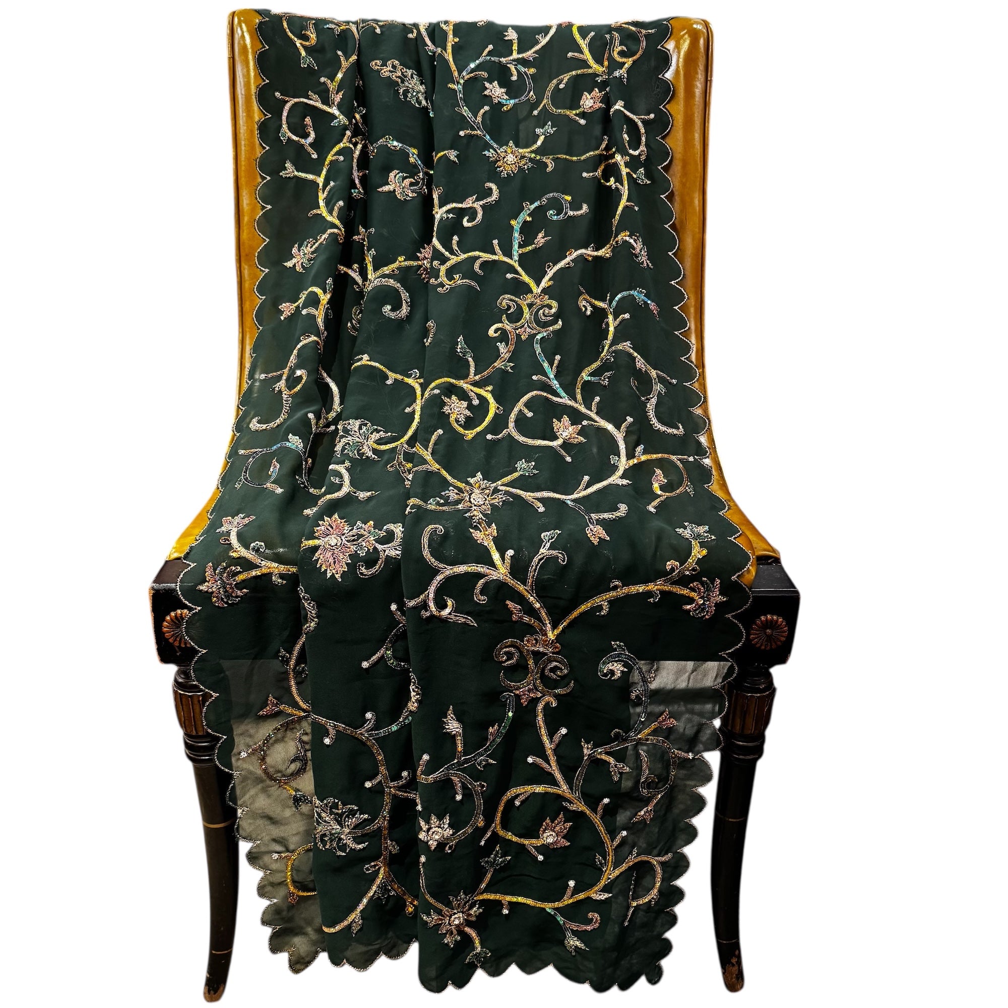 Bottle Green Georgette Sequin Dupatta