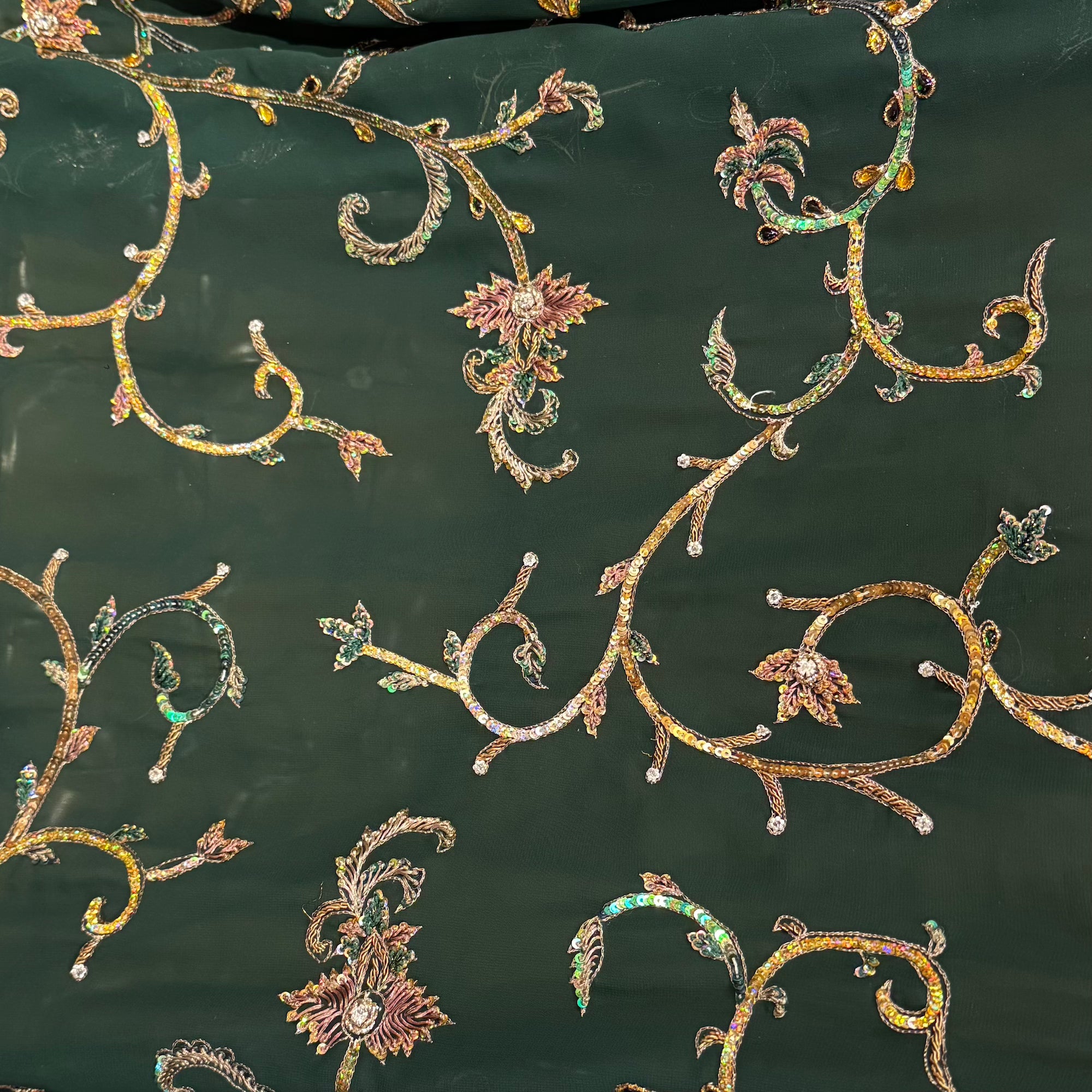 Bottle Green Georgette Sequin Dupatta