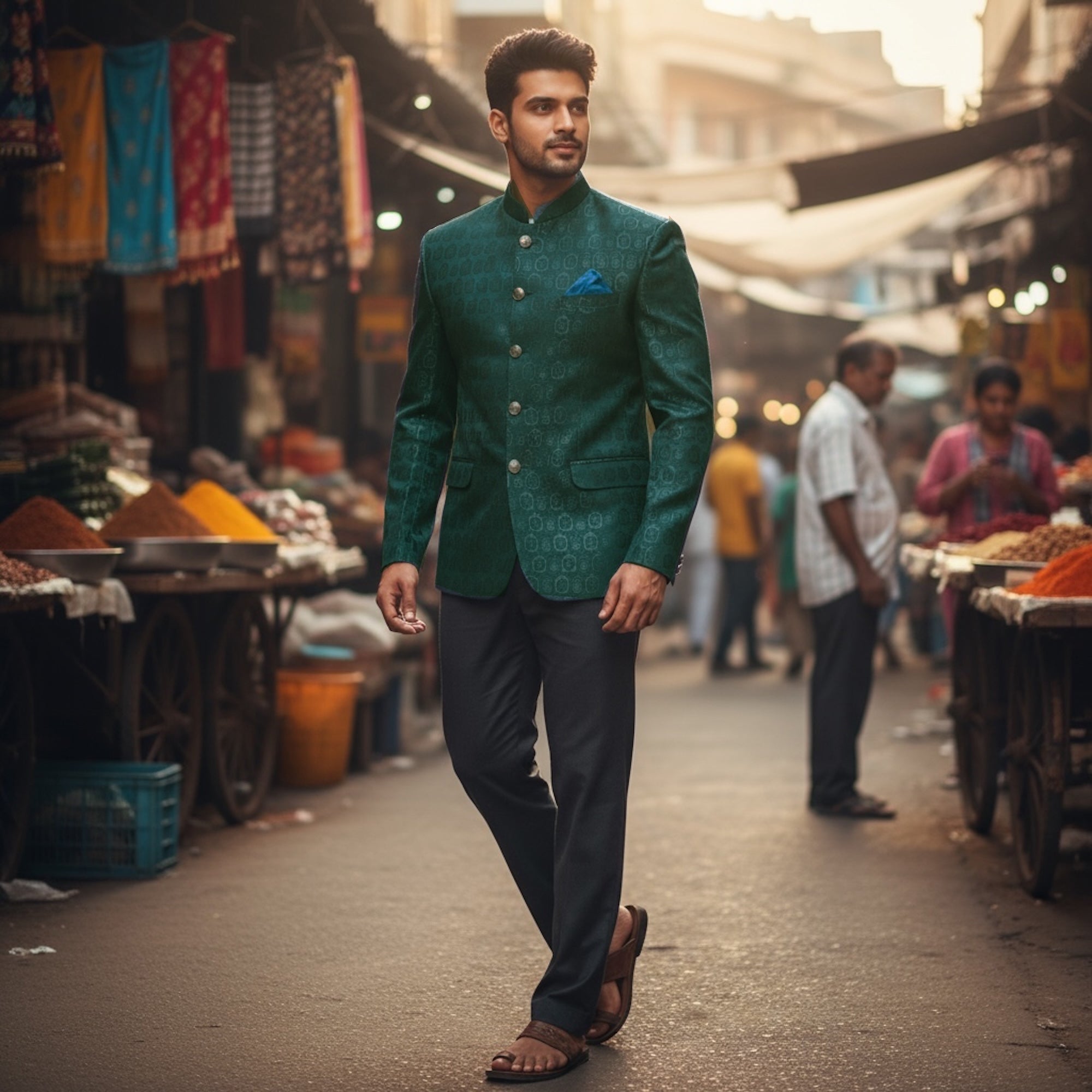 Jacquard Jodhpuri Jacket Jharokha - Colors