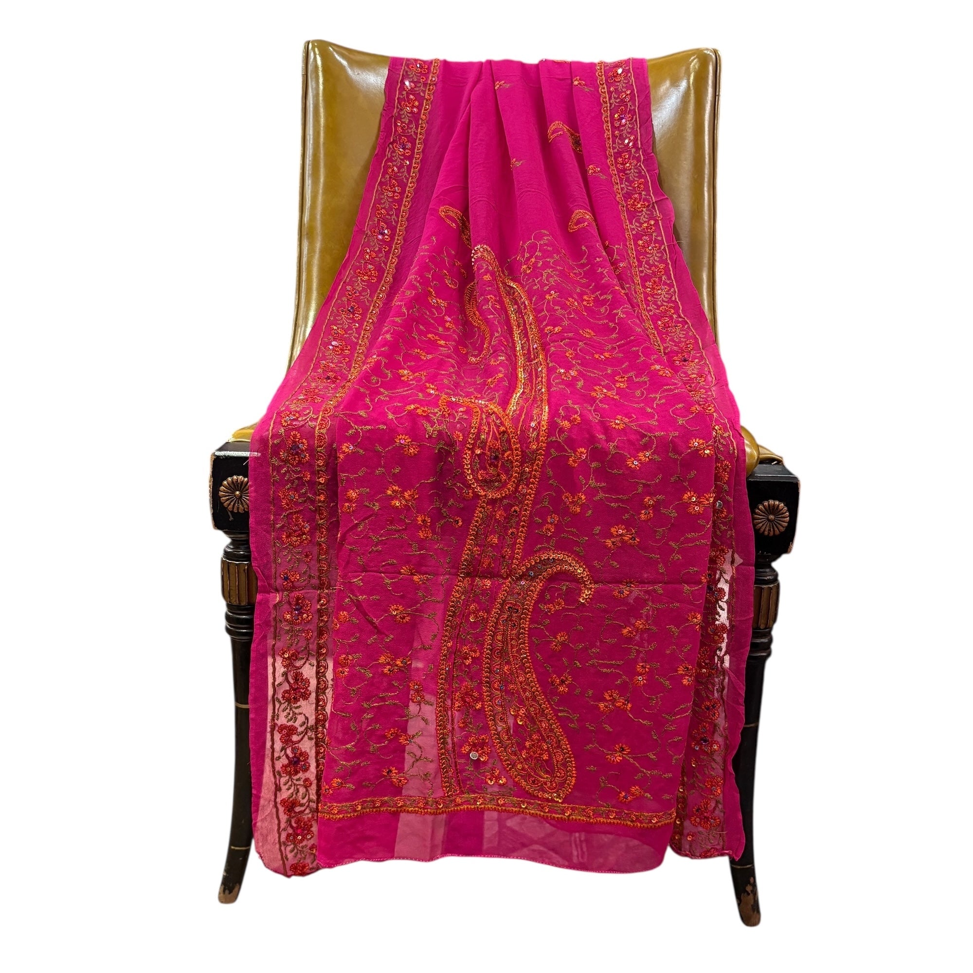 Fuchsia Embroidered Dupatta