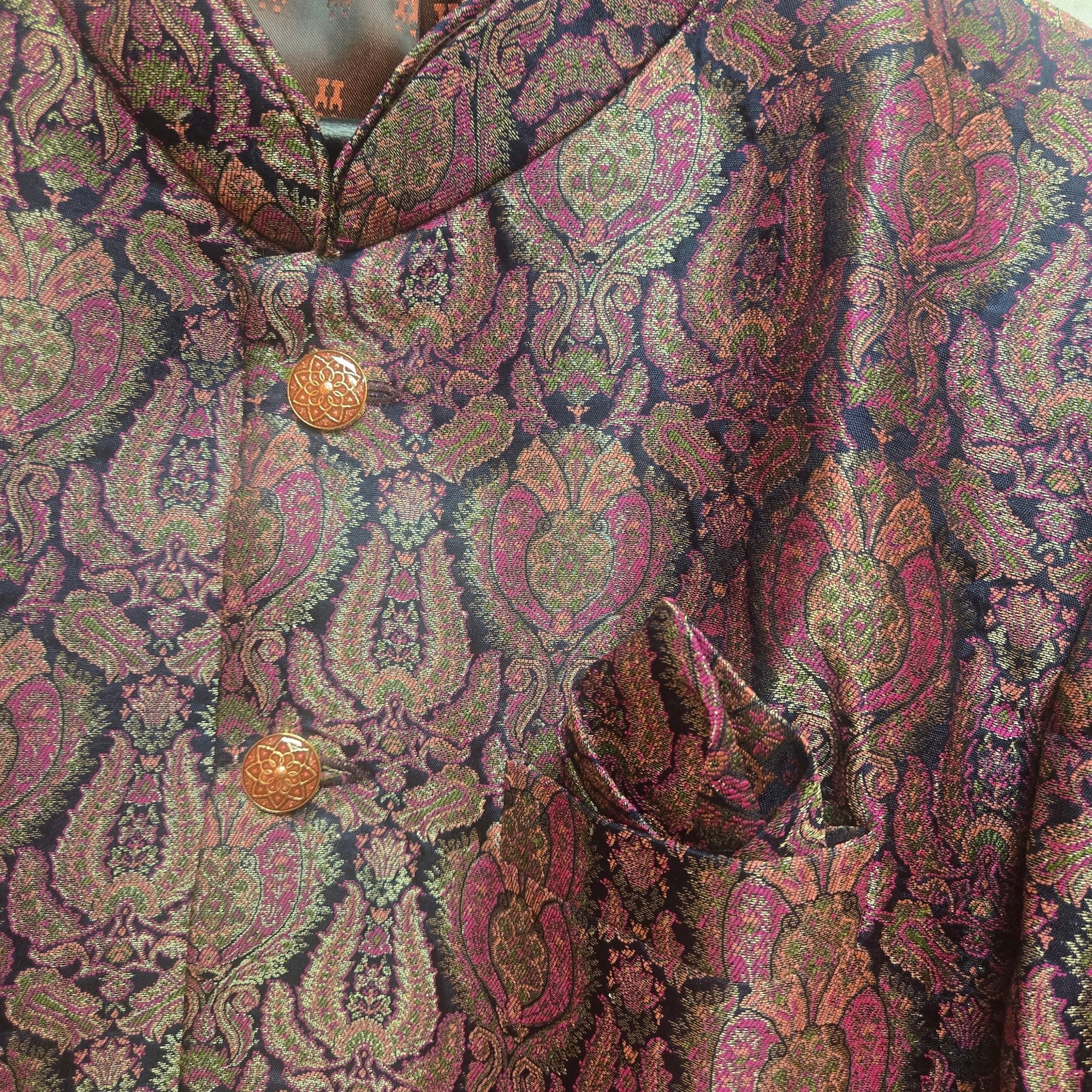 Fuchsia & Navy Paisley Jodhpuri Jacket