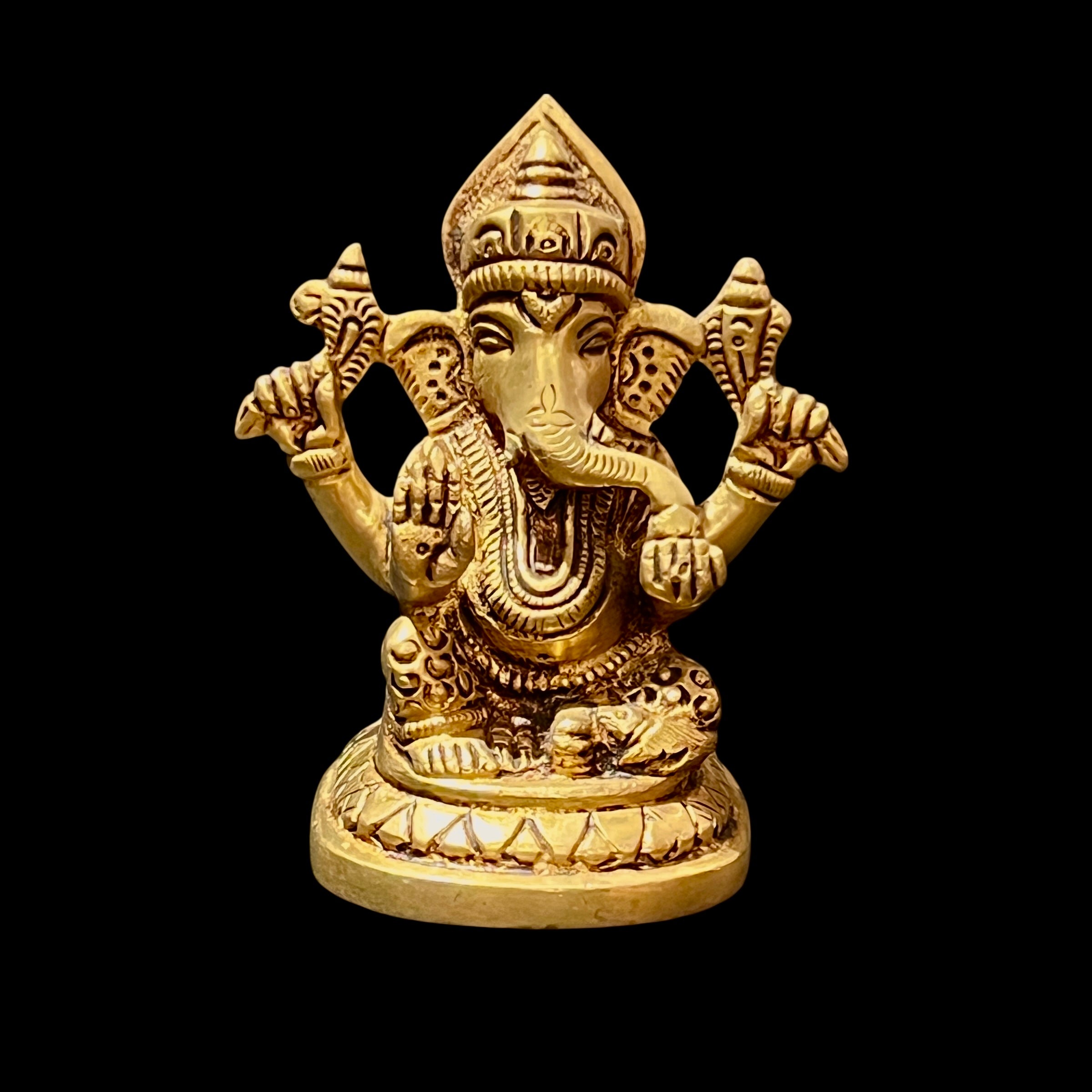 GM Brass Ganesh 342- 3.5in - Vintage India NYC