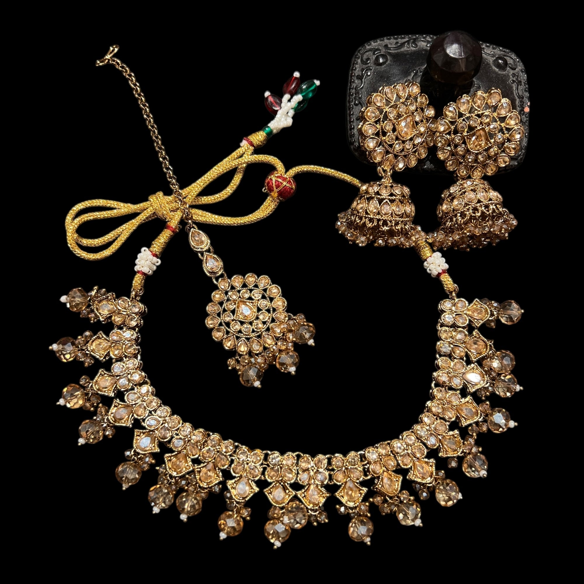 Polki Jhumka Necklace Sets-Colors
