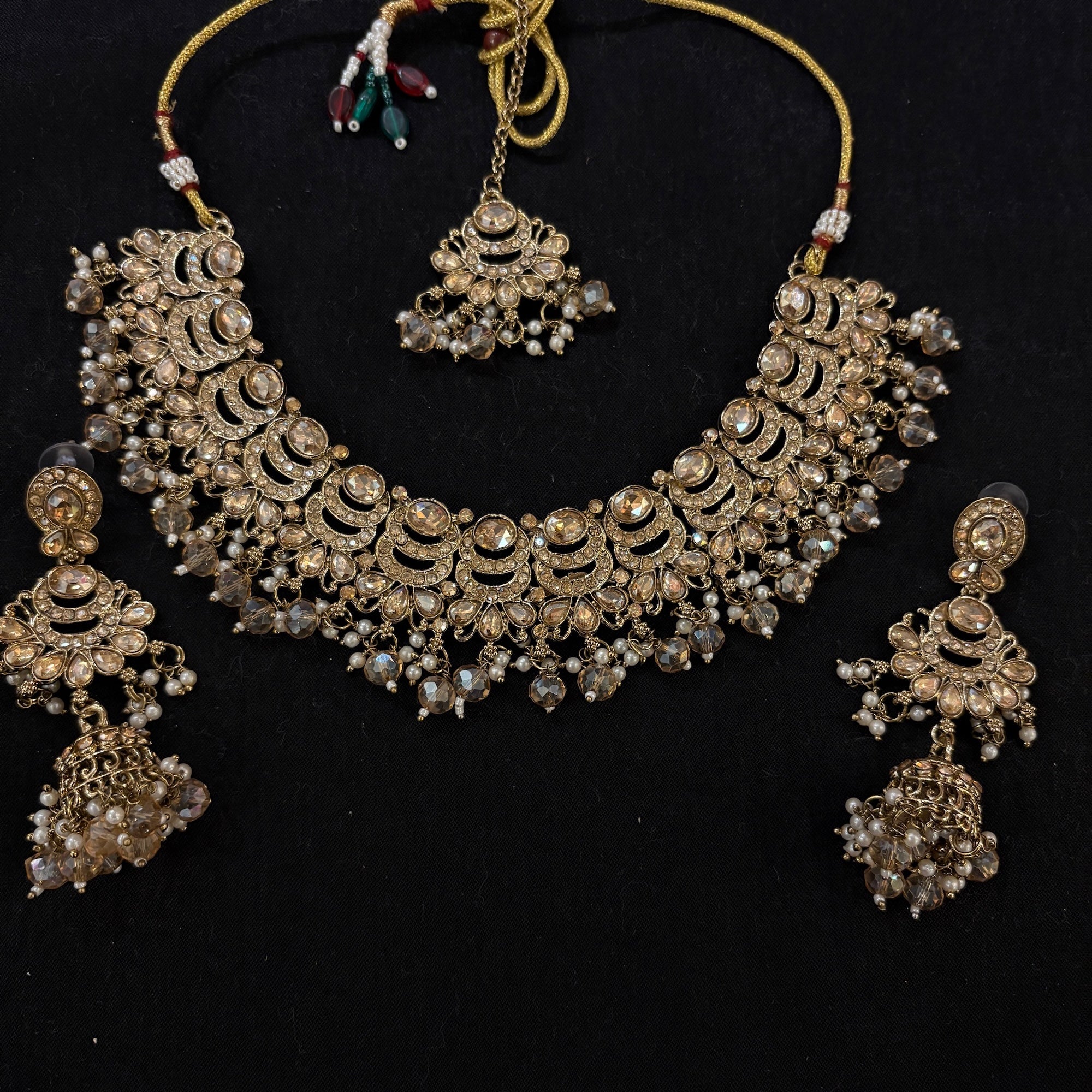 Gold Crystal Necklace Set