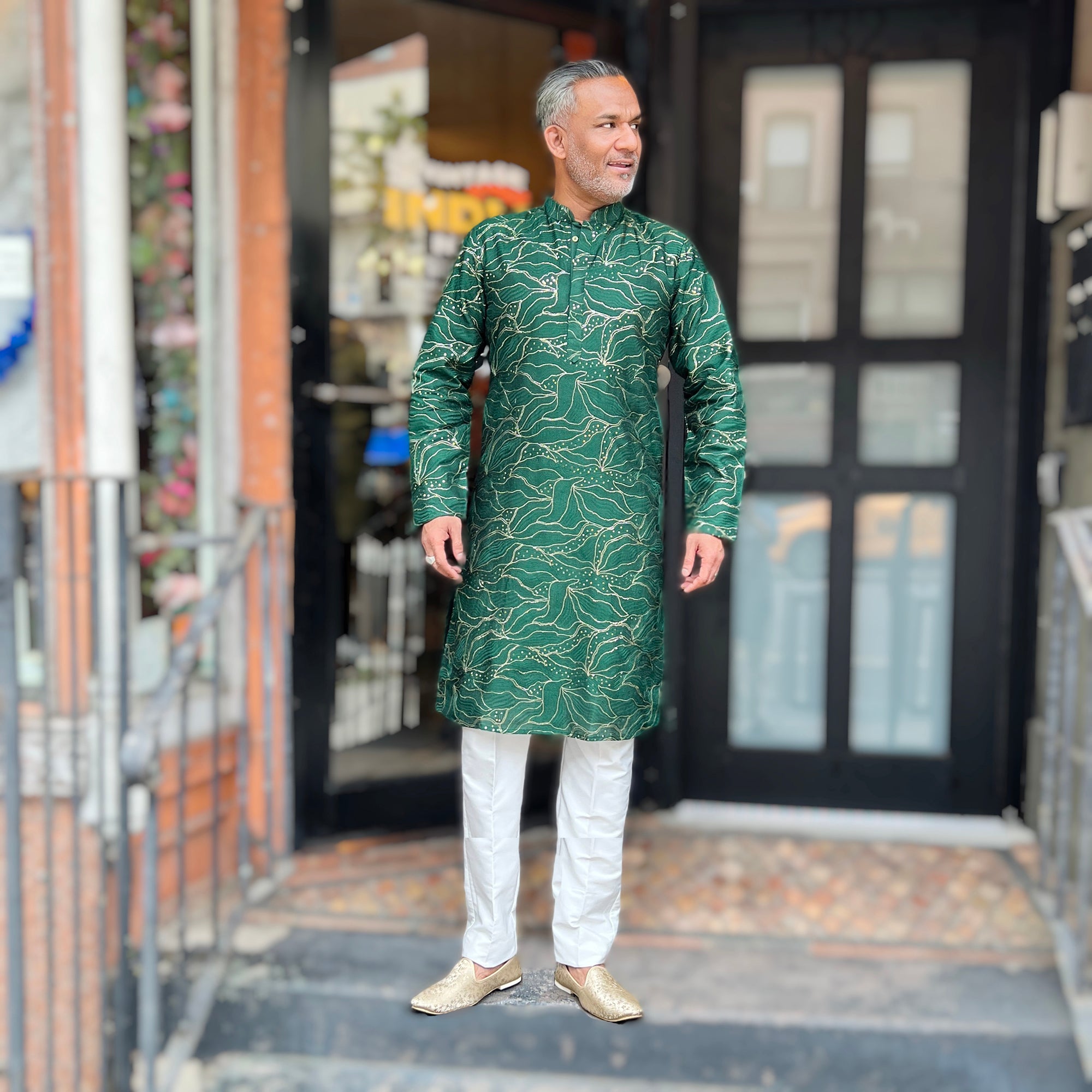 Gold Embroidered Forest Kurta