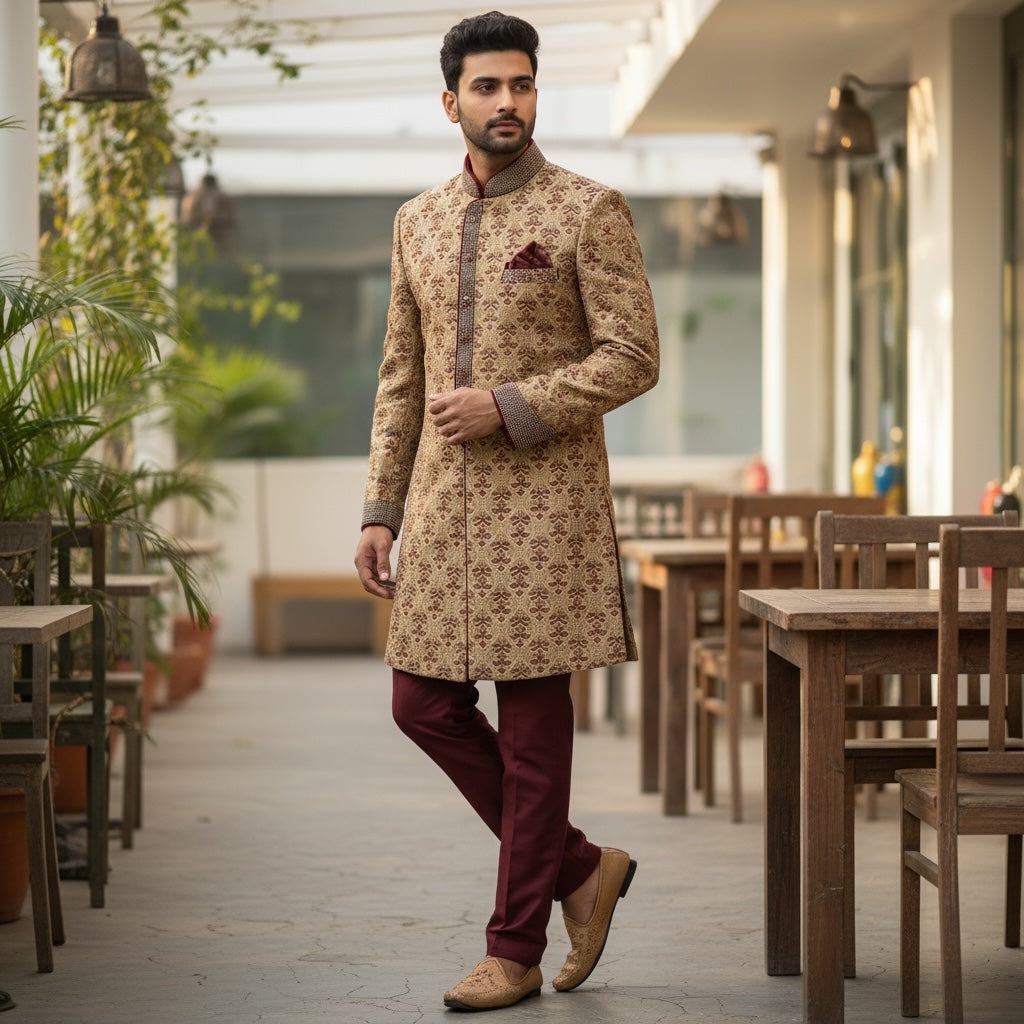 Gold Indowestern Sherwani