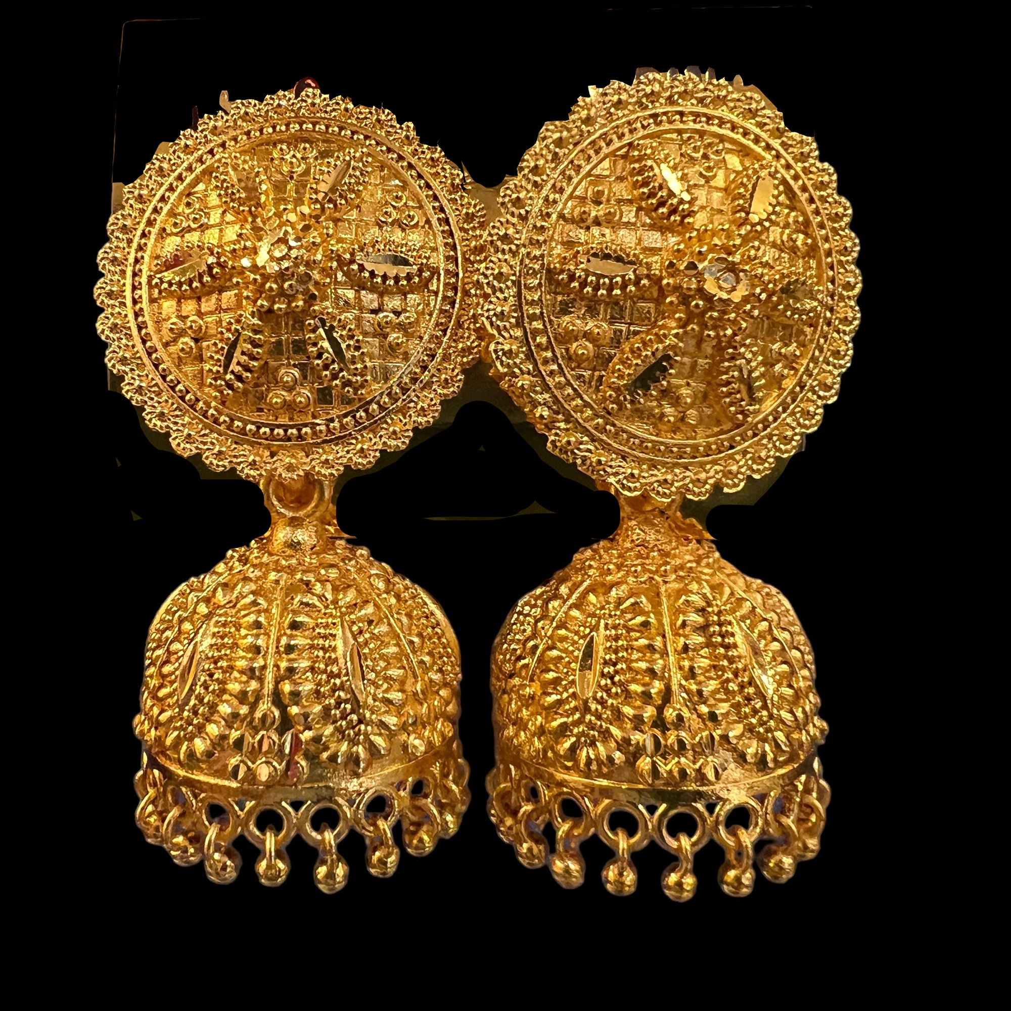 Jhumka Gold Earrings 301 - Vintage India NYC