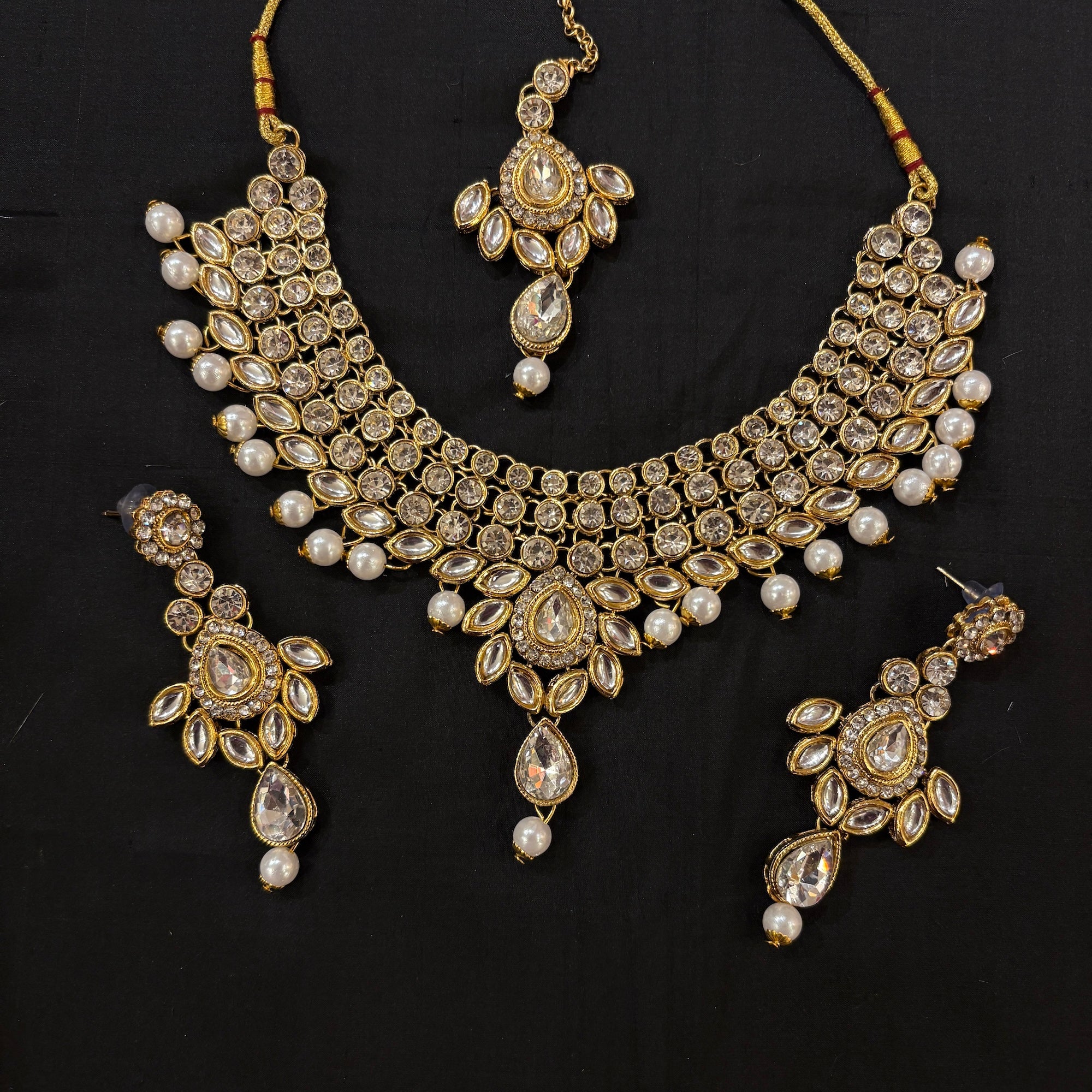 White Stone Necklace Set Collection 3-Various - Vintage India NYC