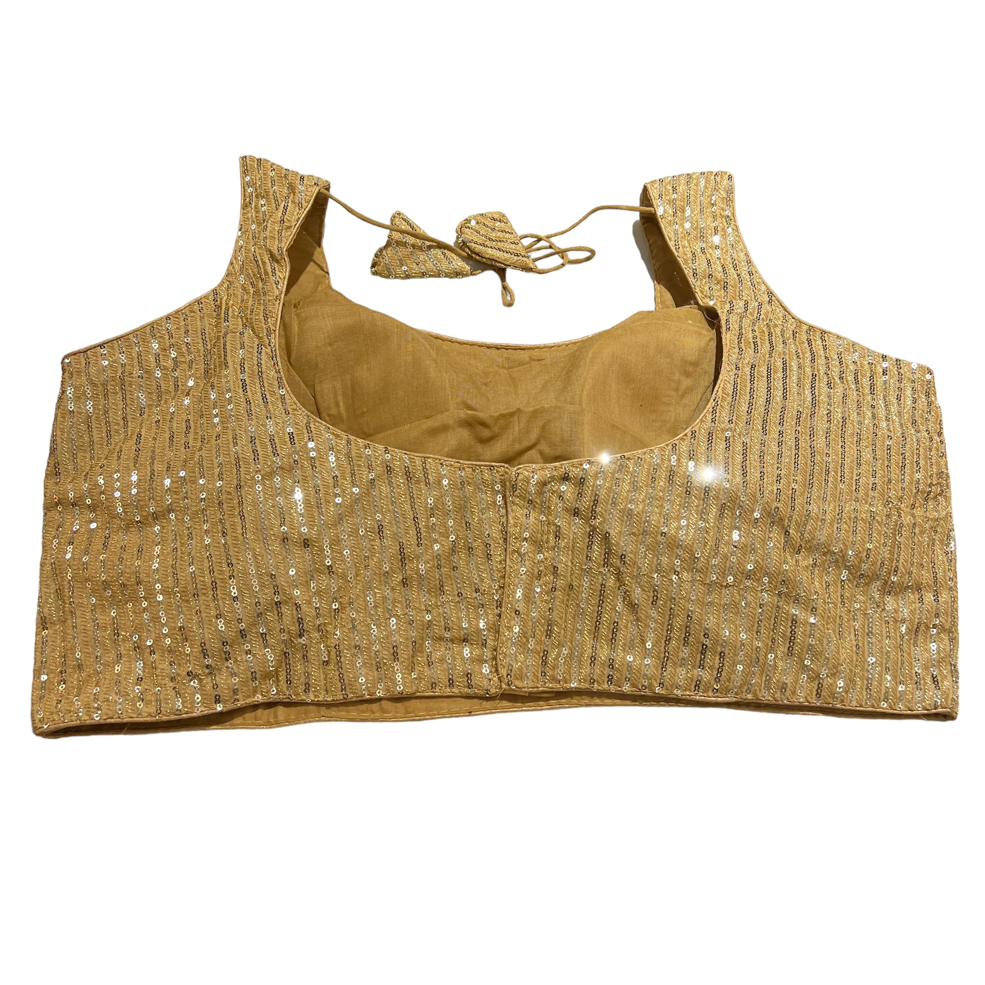 Q Gold Sequin Choli Blouse-Size 42 - Vintage India NYC
