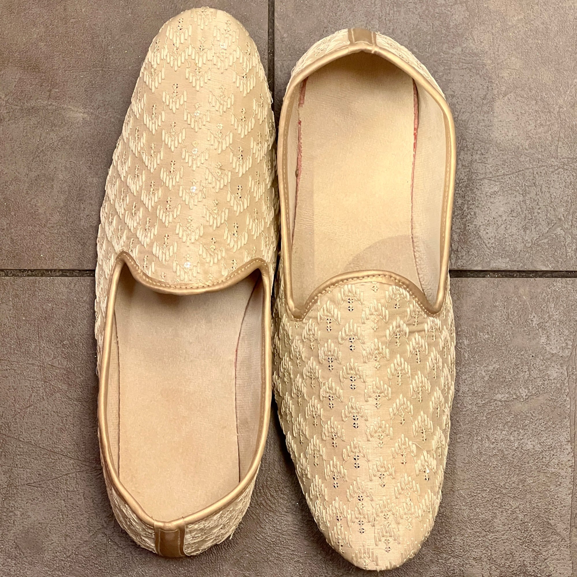 Gold Threadwork Loafers - Vintage India NYC