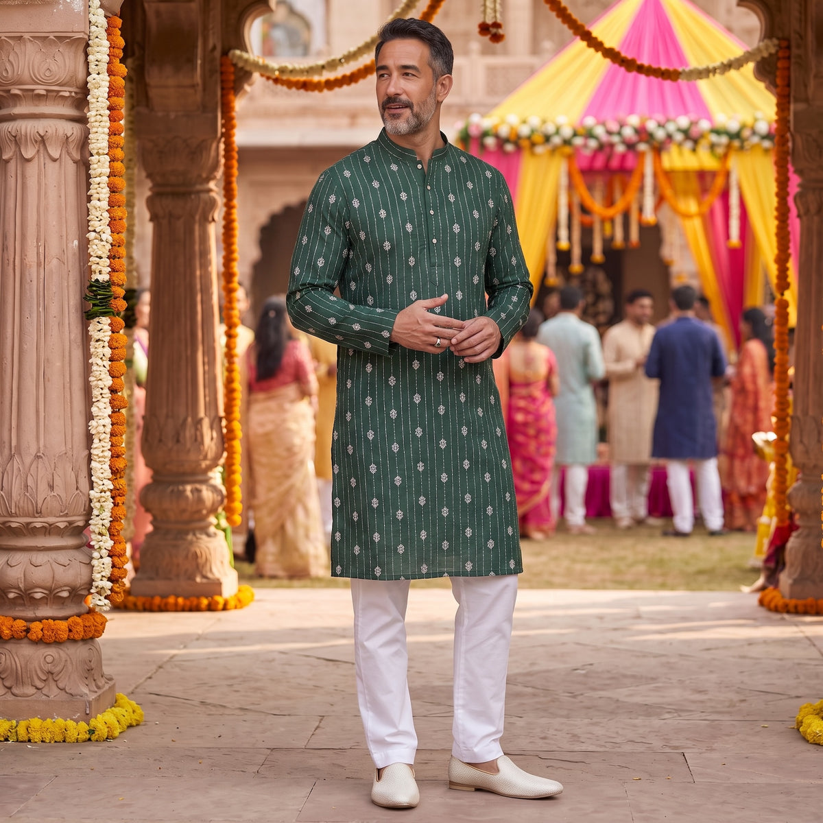 Streaming Embroidered Kurta-Colors - Vintage India NYC