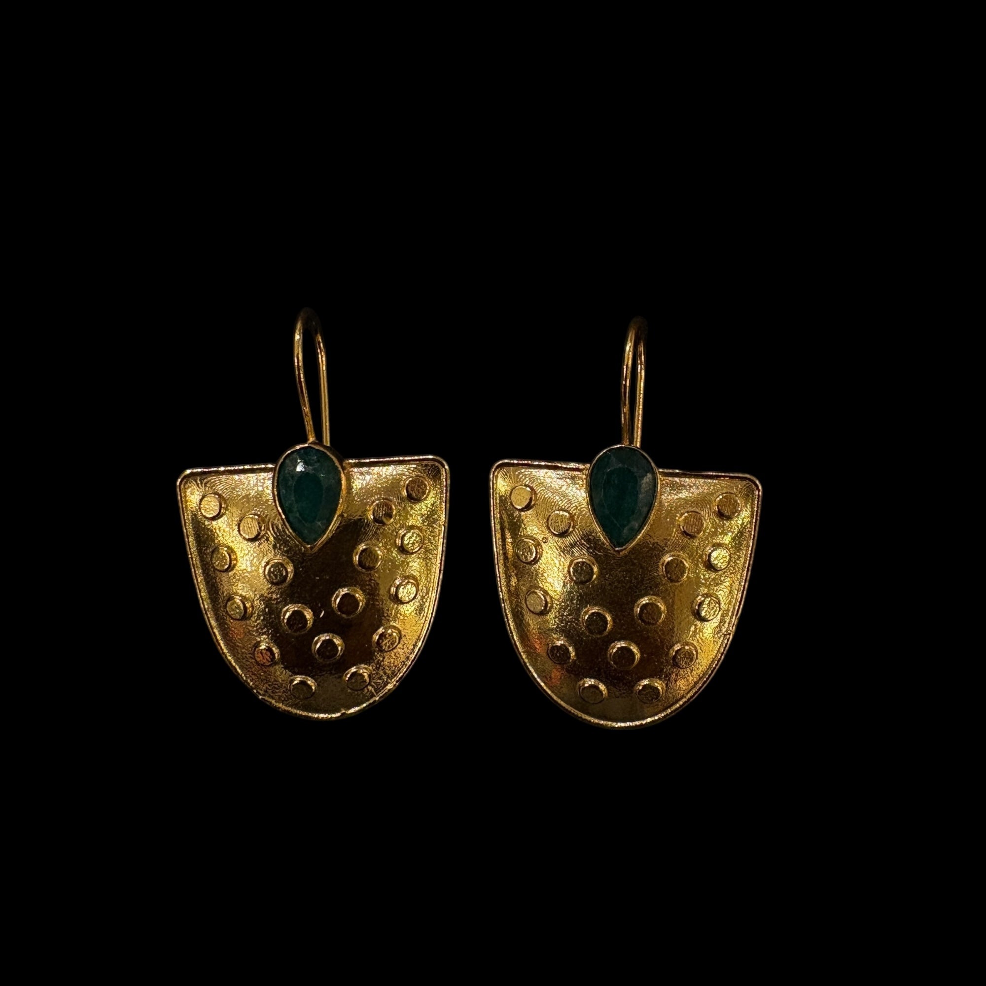 MK Semi Precious Shield Drop Earrings - Vintage India NYC