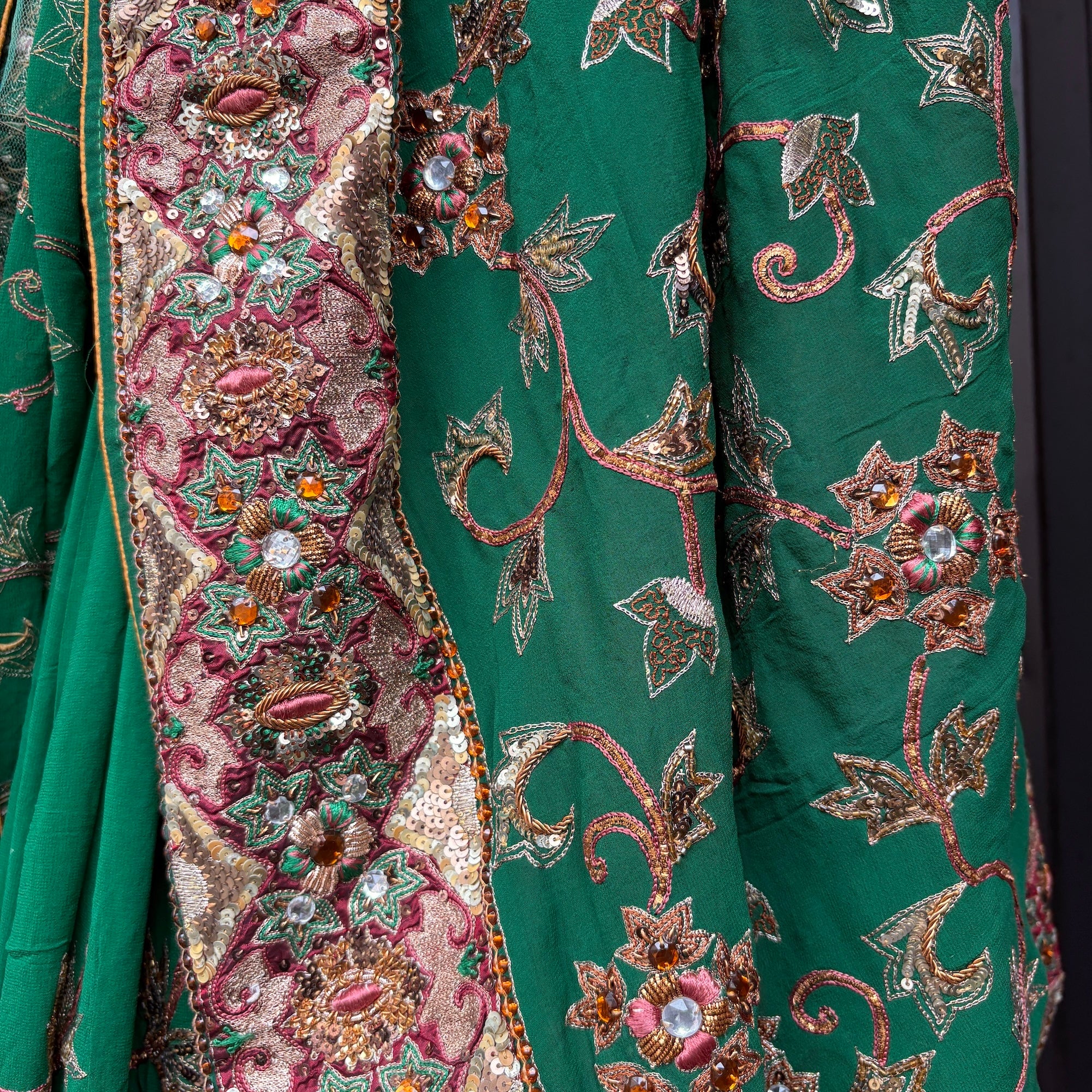 Green Heavy Work Saree 1001