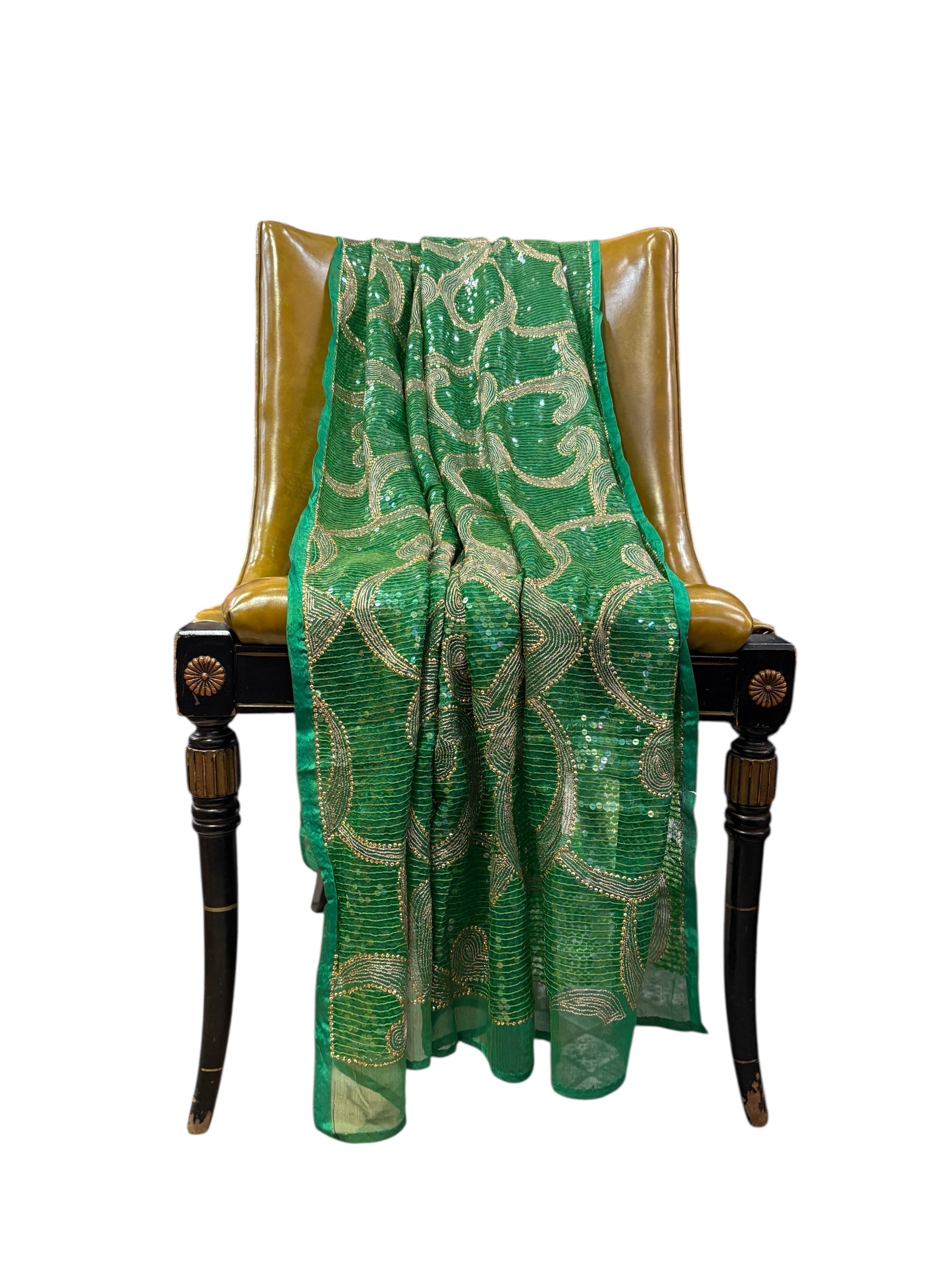 Green Sequin Heavy Work Dupatta