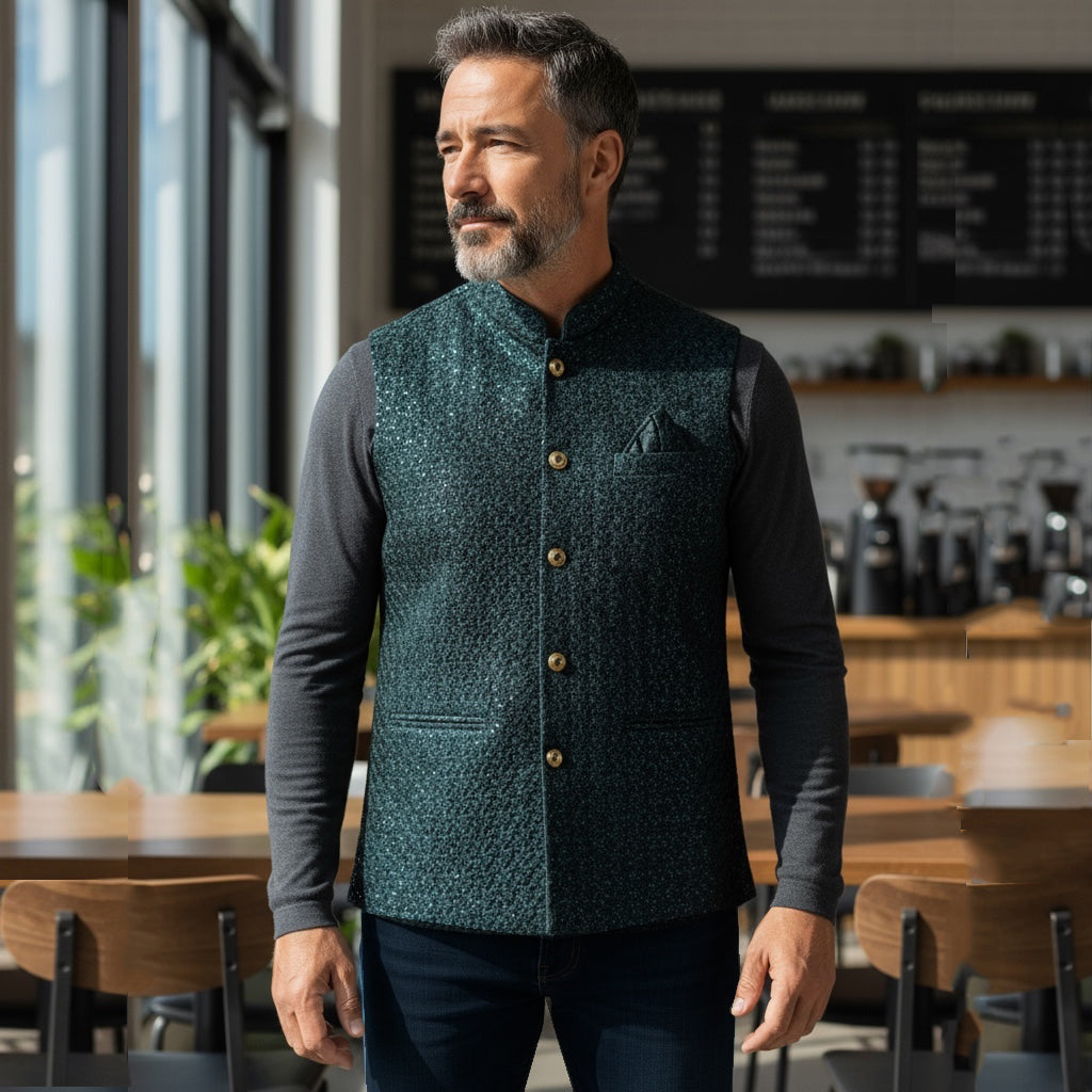 Sequin Lucknowi Embroidered Vest