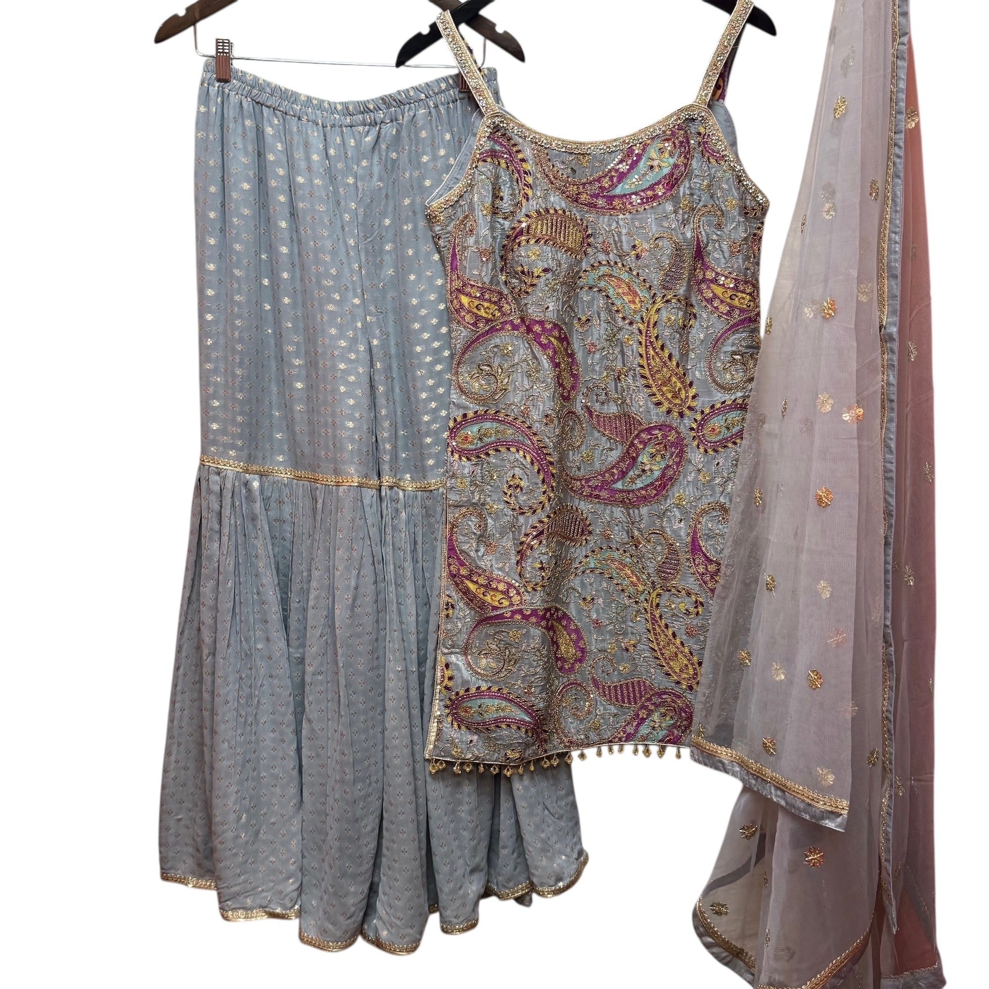 Paisley Embroidered Gharara Sets-Colors