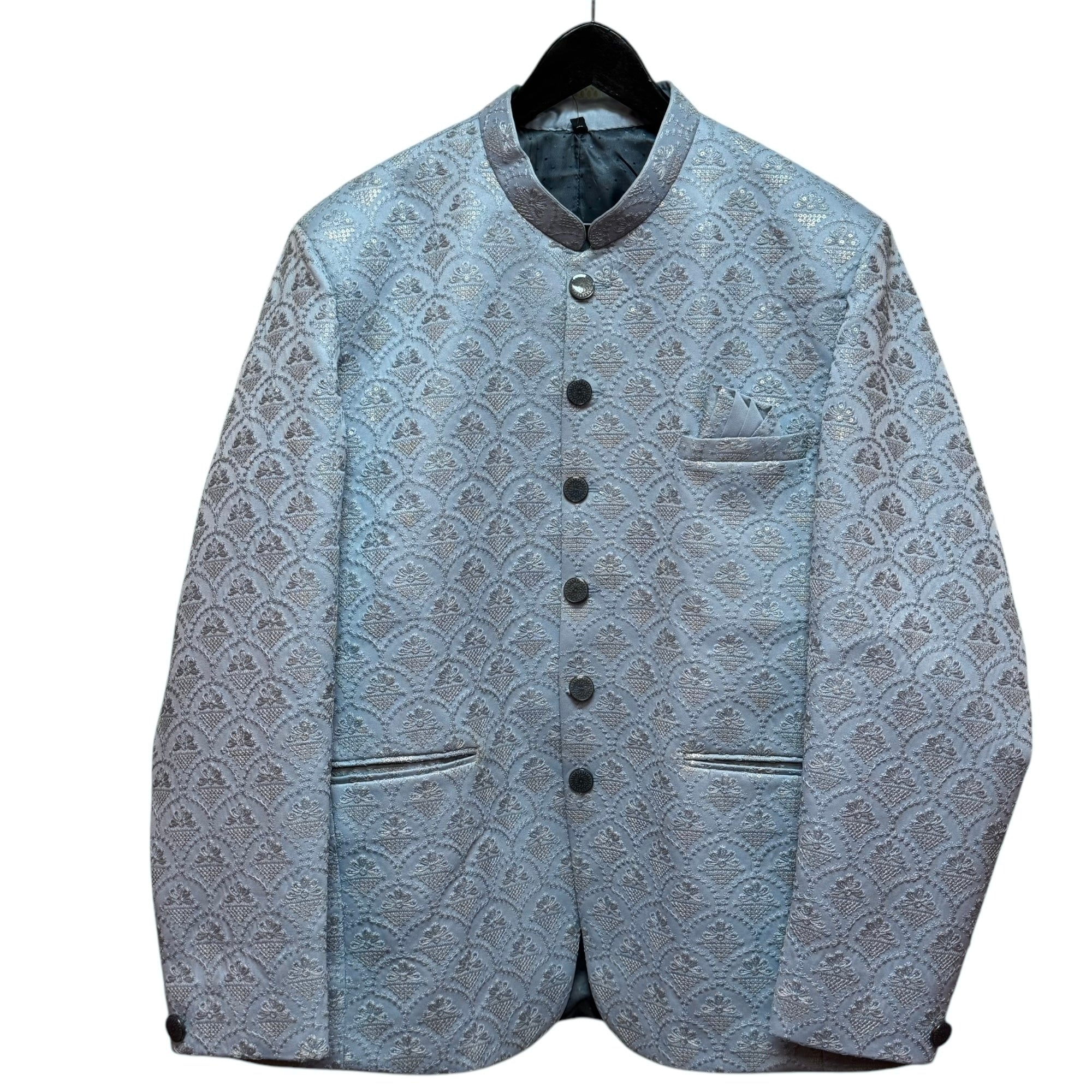 Grey Scallop Jodhpuri Jacket-Size 44