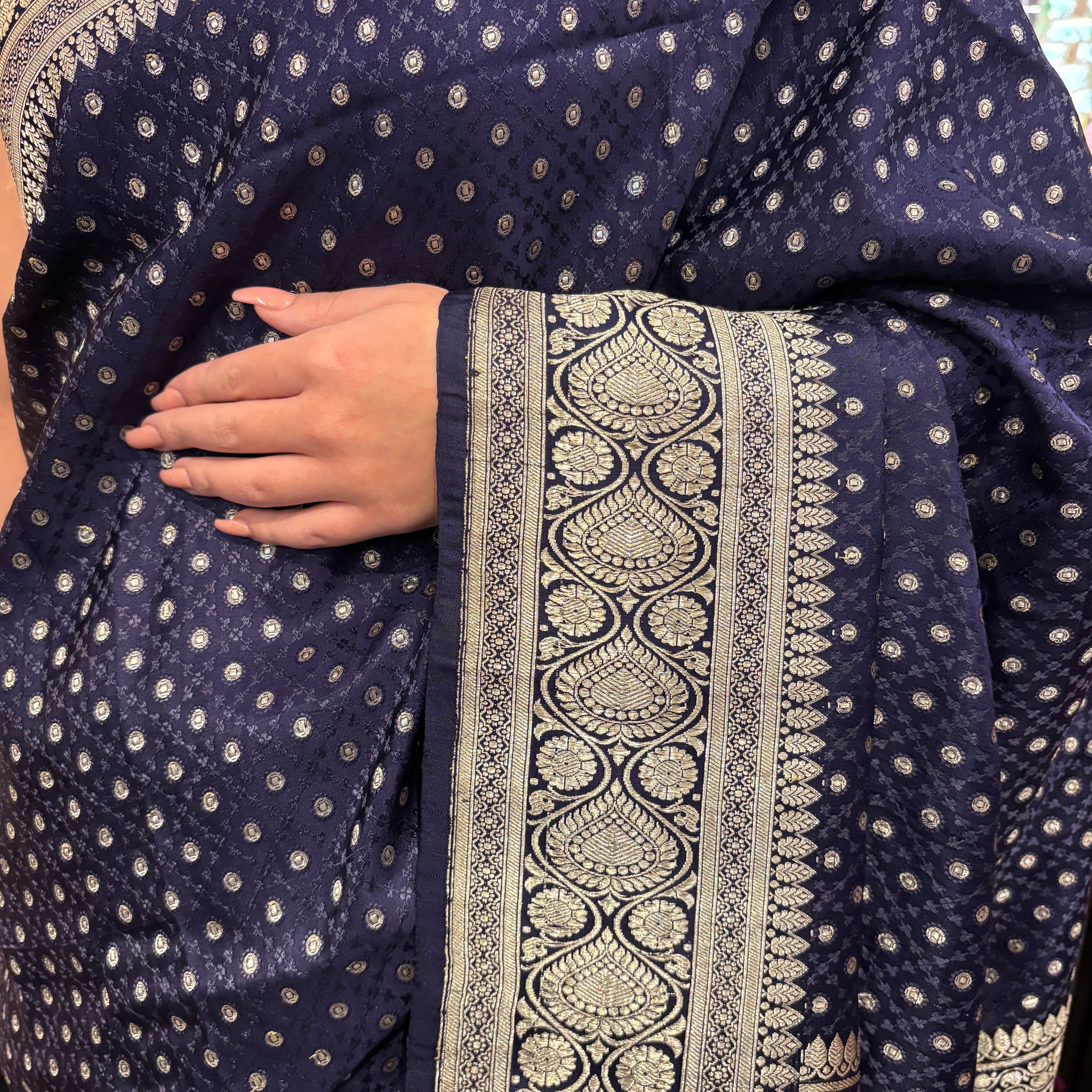 Vintage Navy Heavy Banarasi Saree