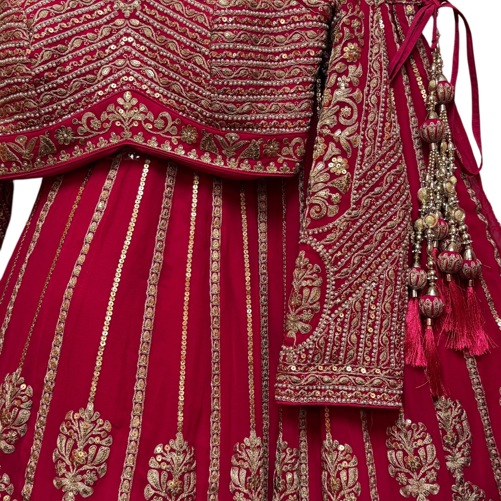 Heavy Rani Pink Lehenga Set w/ Long Sleeves