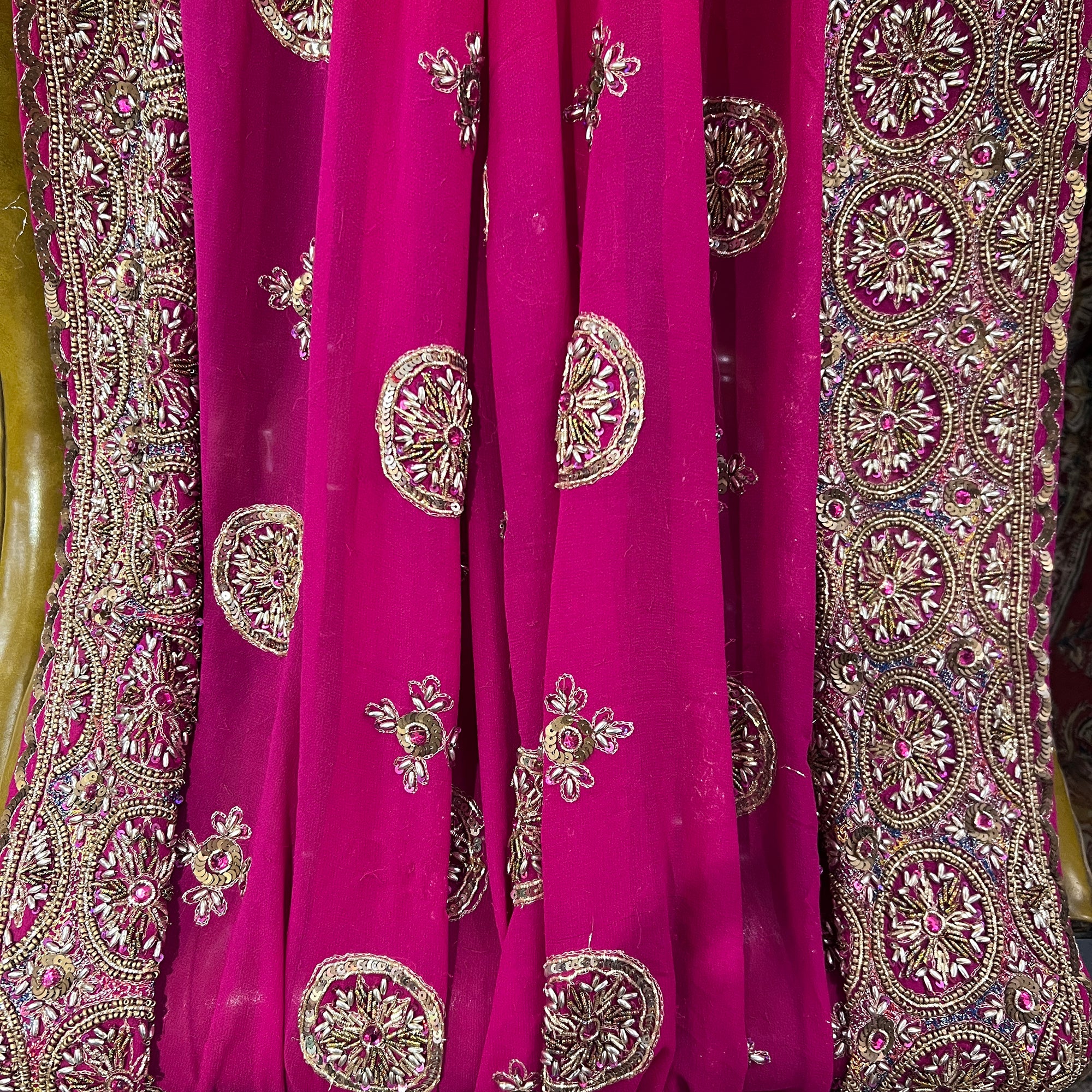 Pink Heavywork Dupatta Scarf - Vintage India NYC