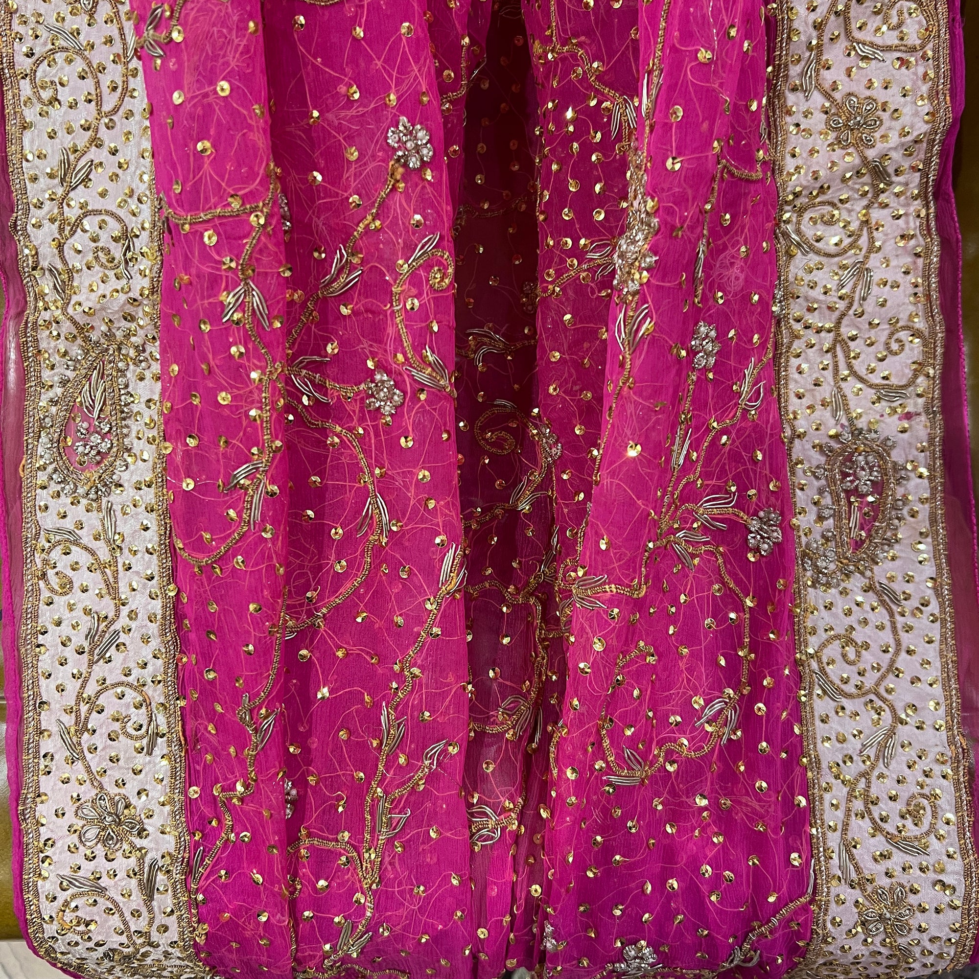 Pink Heavywork Dupatta Scarf - Vintage India NYC