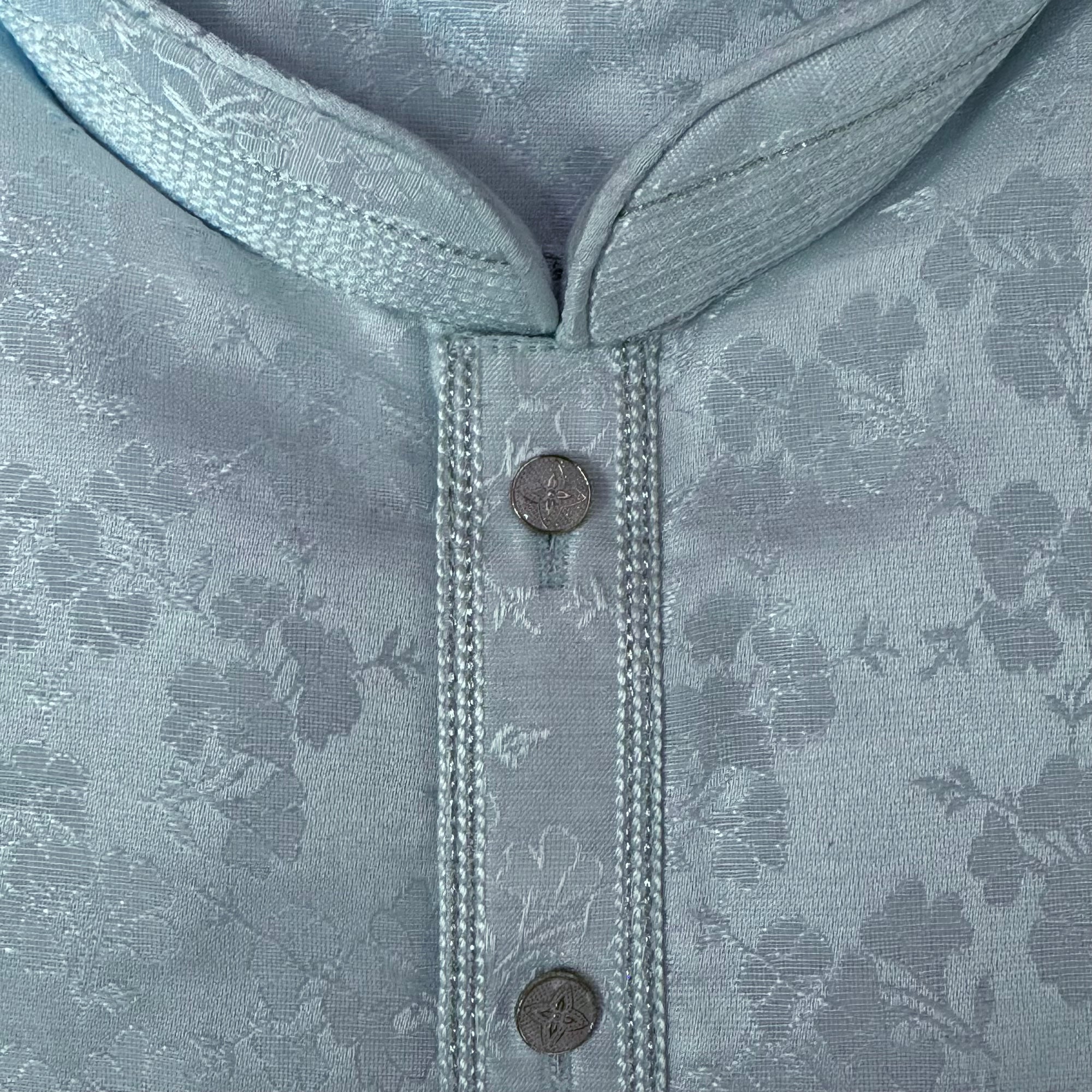 Ice Blue Floral Jacquard Kurta