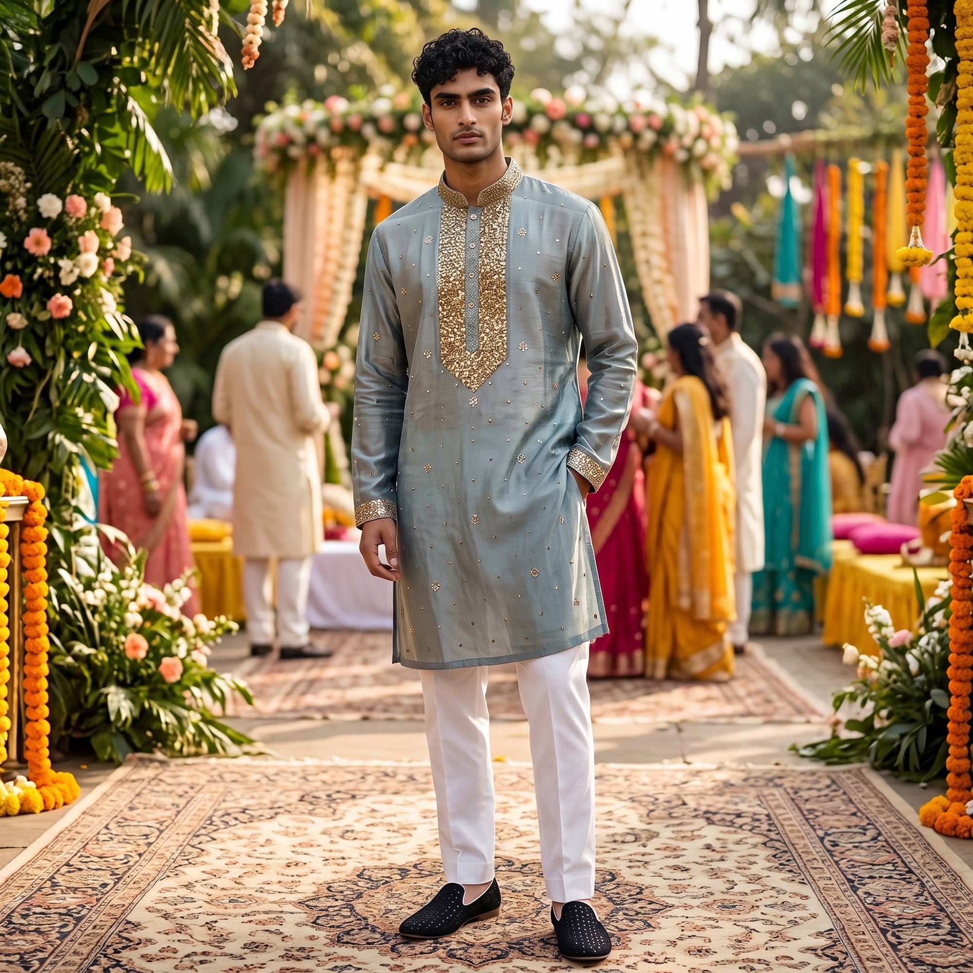 Iridescent Sequin & Badla Kurta-Colors - Vintage India NYC