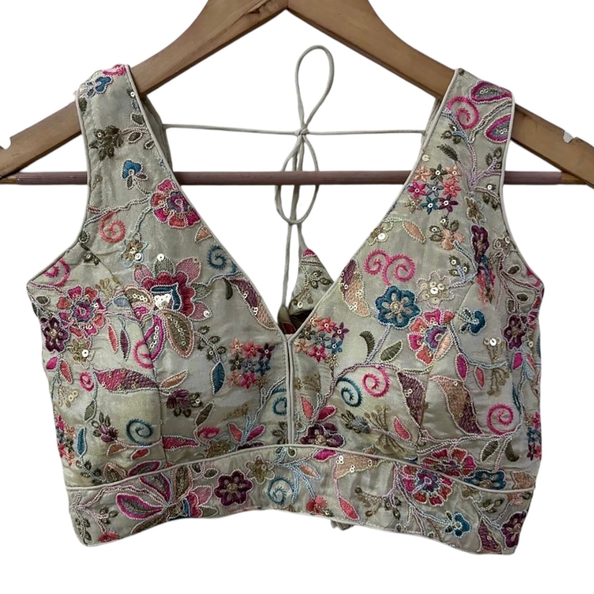 V Neck Embroidered Patchwork Blouse Colors
