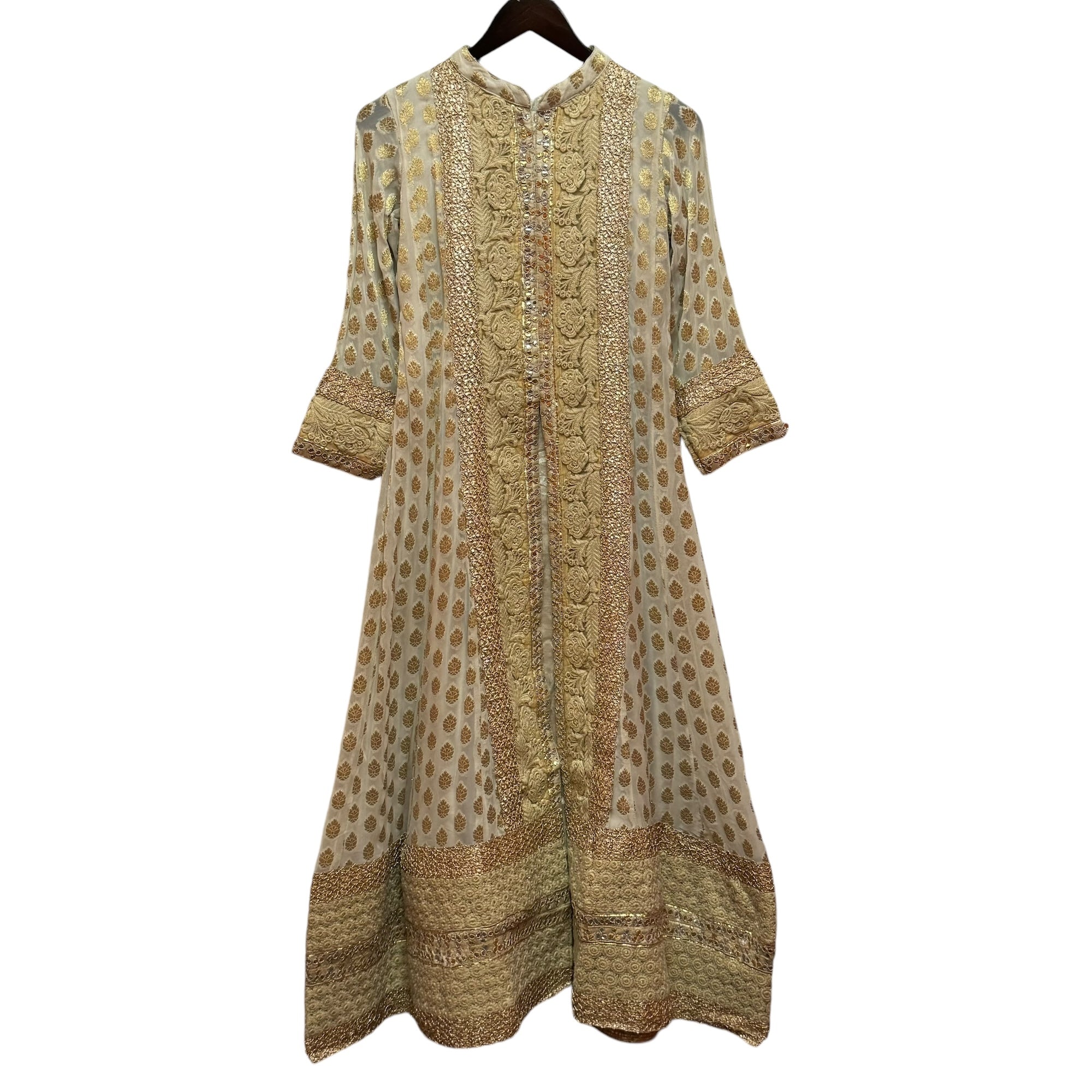 Ivory & Gold Georgette Anarkali-Size 36