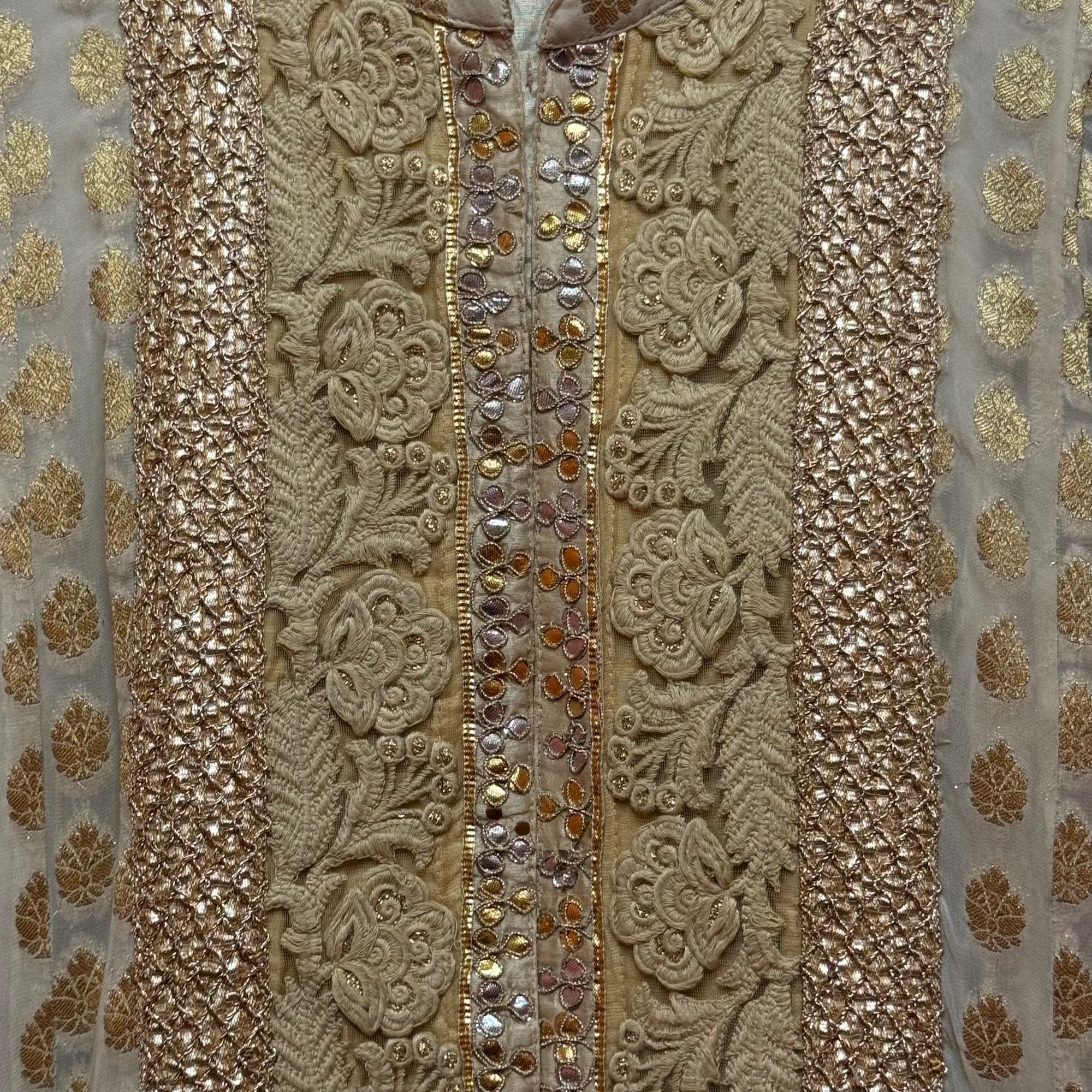 Ivory & Gold Georgette Anarkali-Size 36