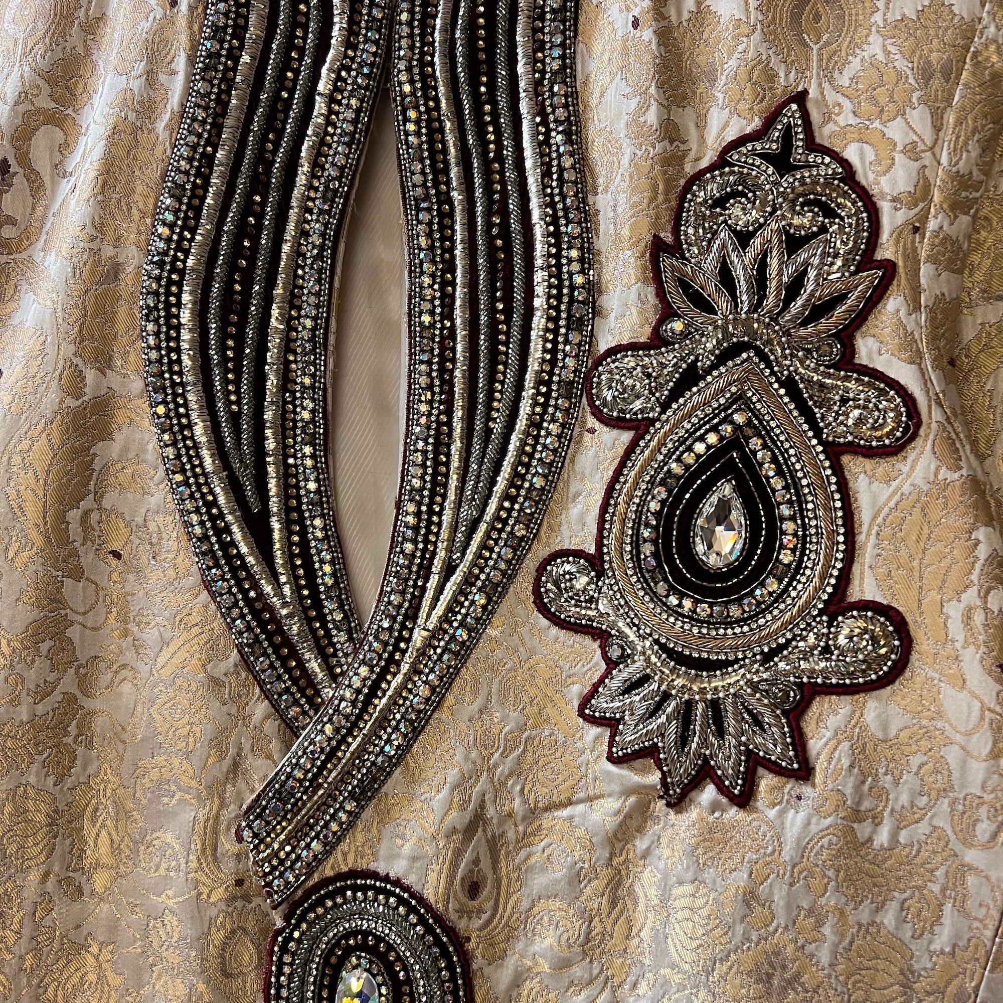 Vintage Ivory & Gold Brocade Sherwani - Vintage India NYC