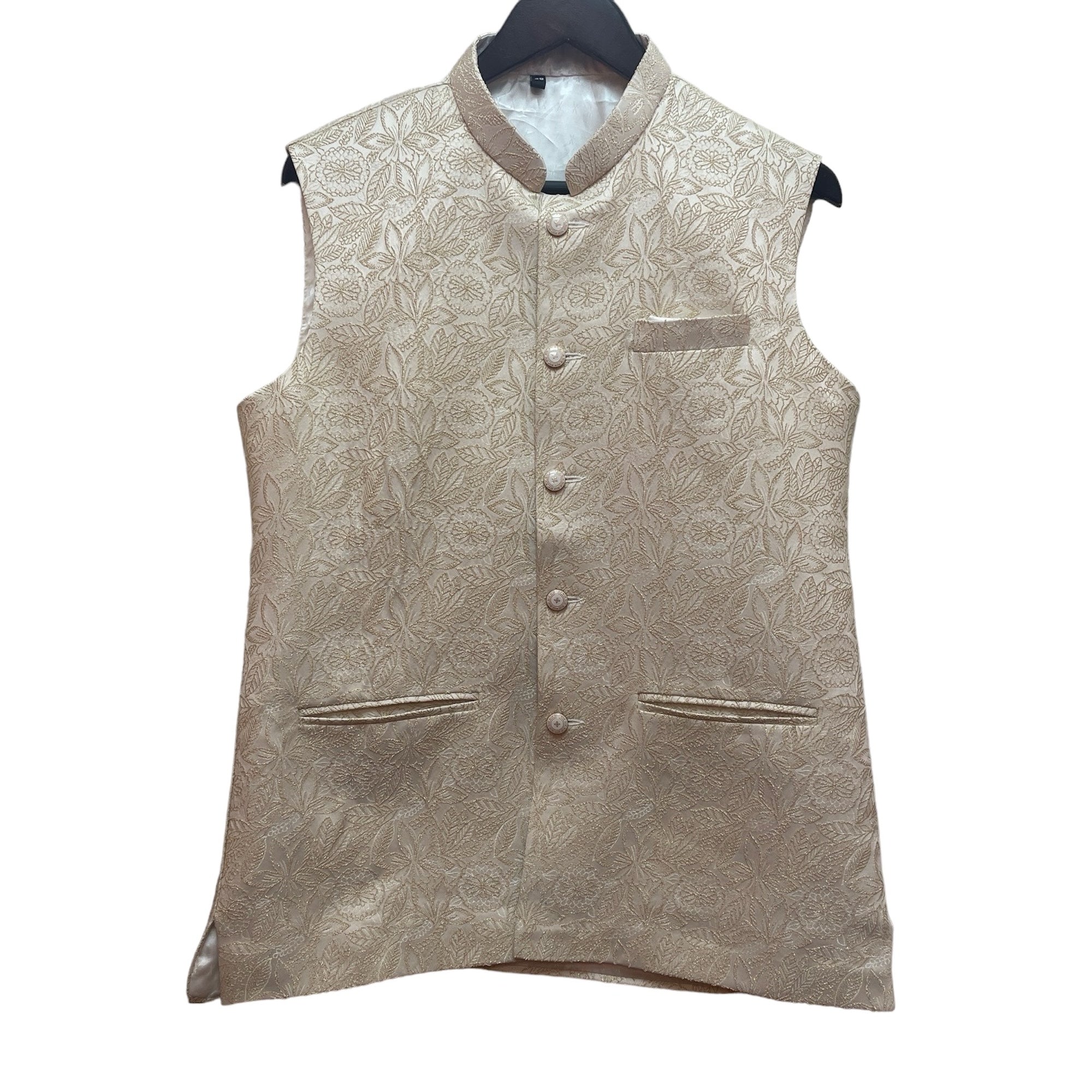 Ivory Gold Floral Vest