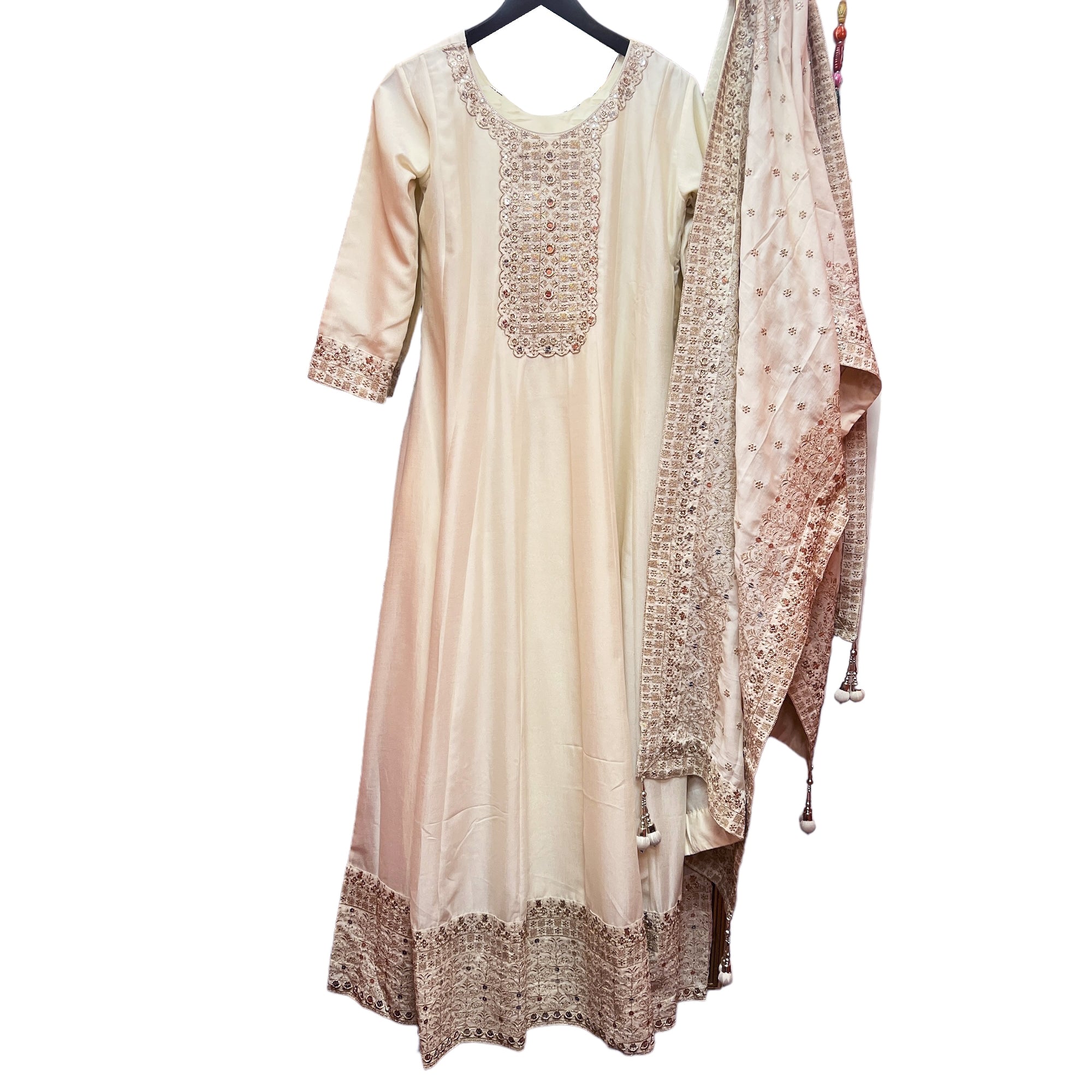 Cream Gold Embroidered Gown